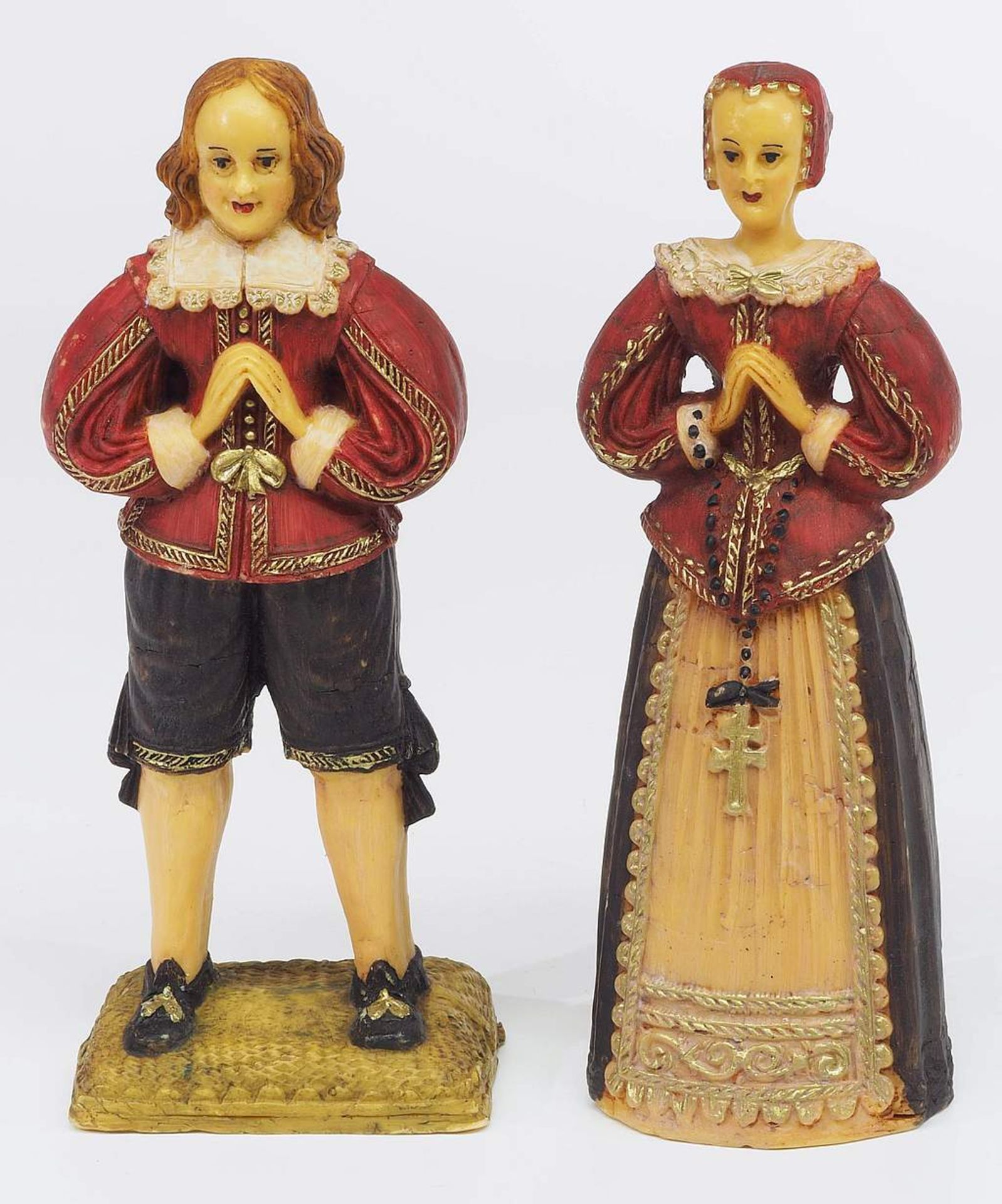 Paar Wachsfiguren in Tracht.Paar Wachsfiguren in Tracht. 20. Jahrhundert, im Stil des 18.Paar - Image 2 of 6