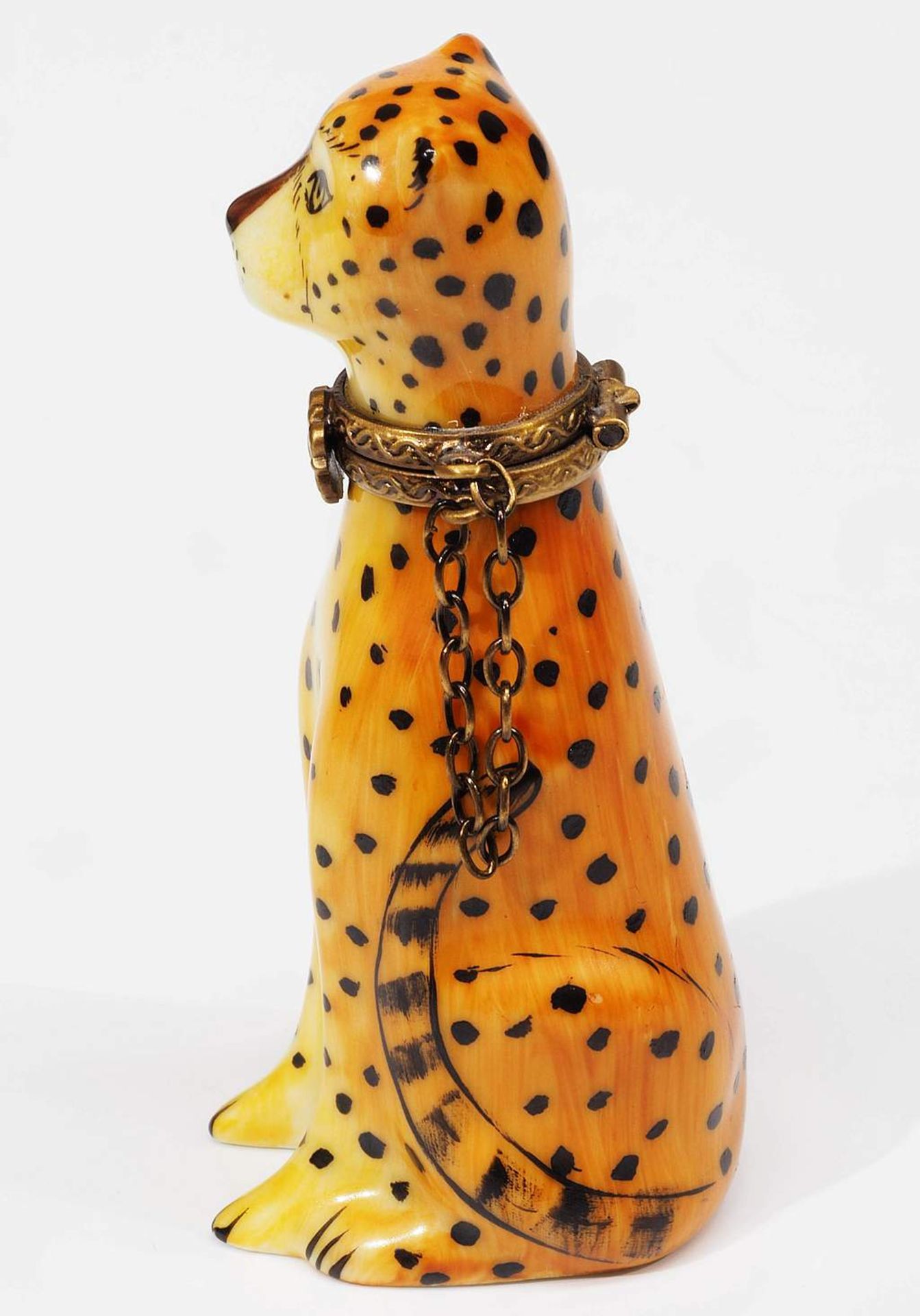 Kleiner Leopard als Flakon. Kleiner Leopard als Flakon, LIMOGES/France. Bunt staffiert, Hals - Bild 3 aus 7