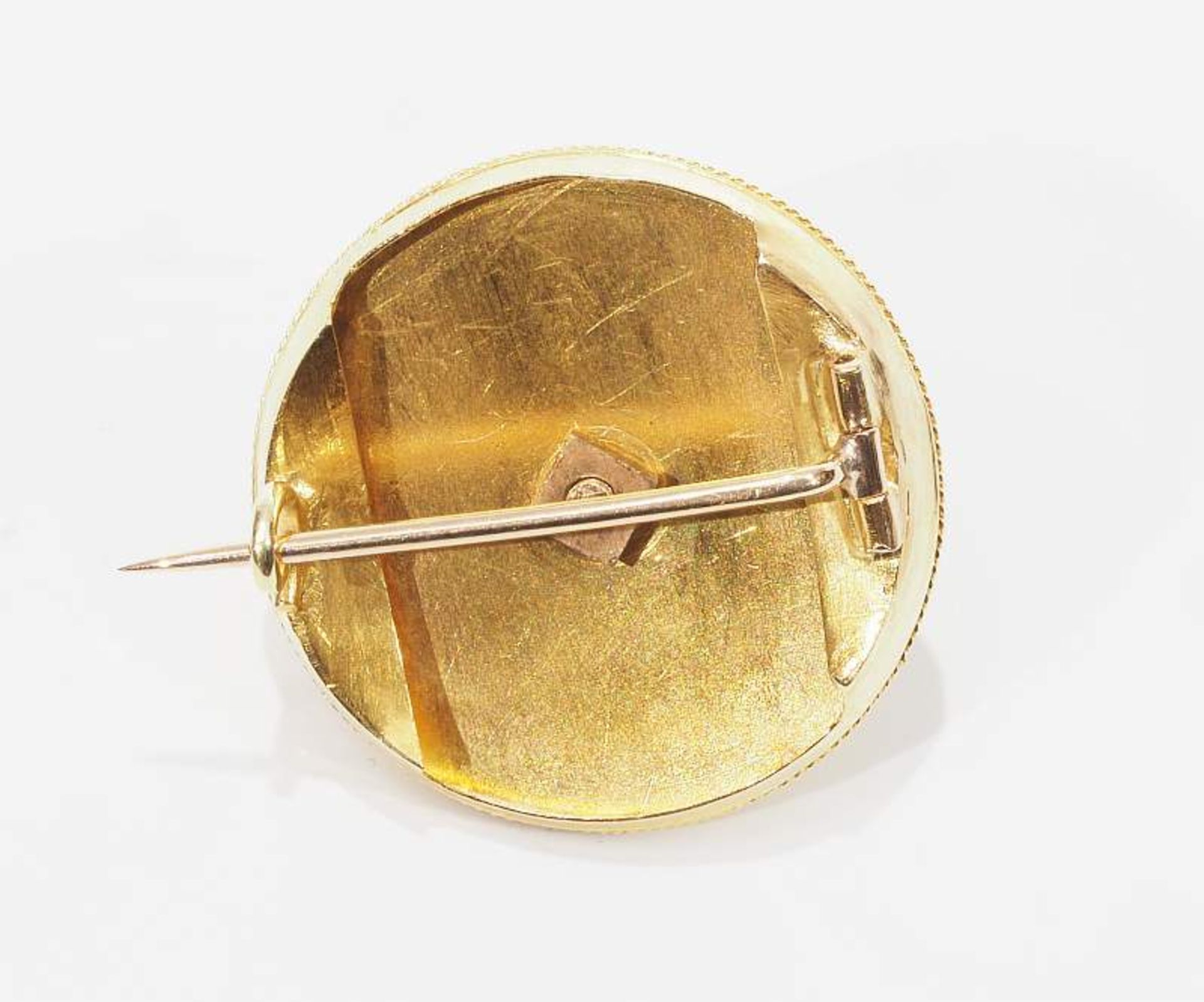 Antike Brosche, 585er Gelbgold geprüft, besetzt mit 17 Diamantrosen von zusammen 0,13 ct. H/si. - Bild 3 aus 5