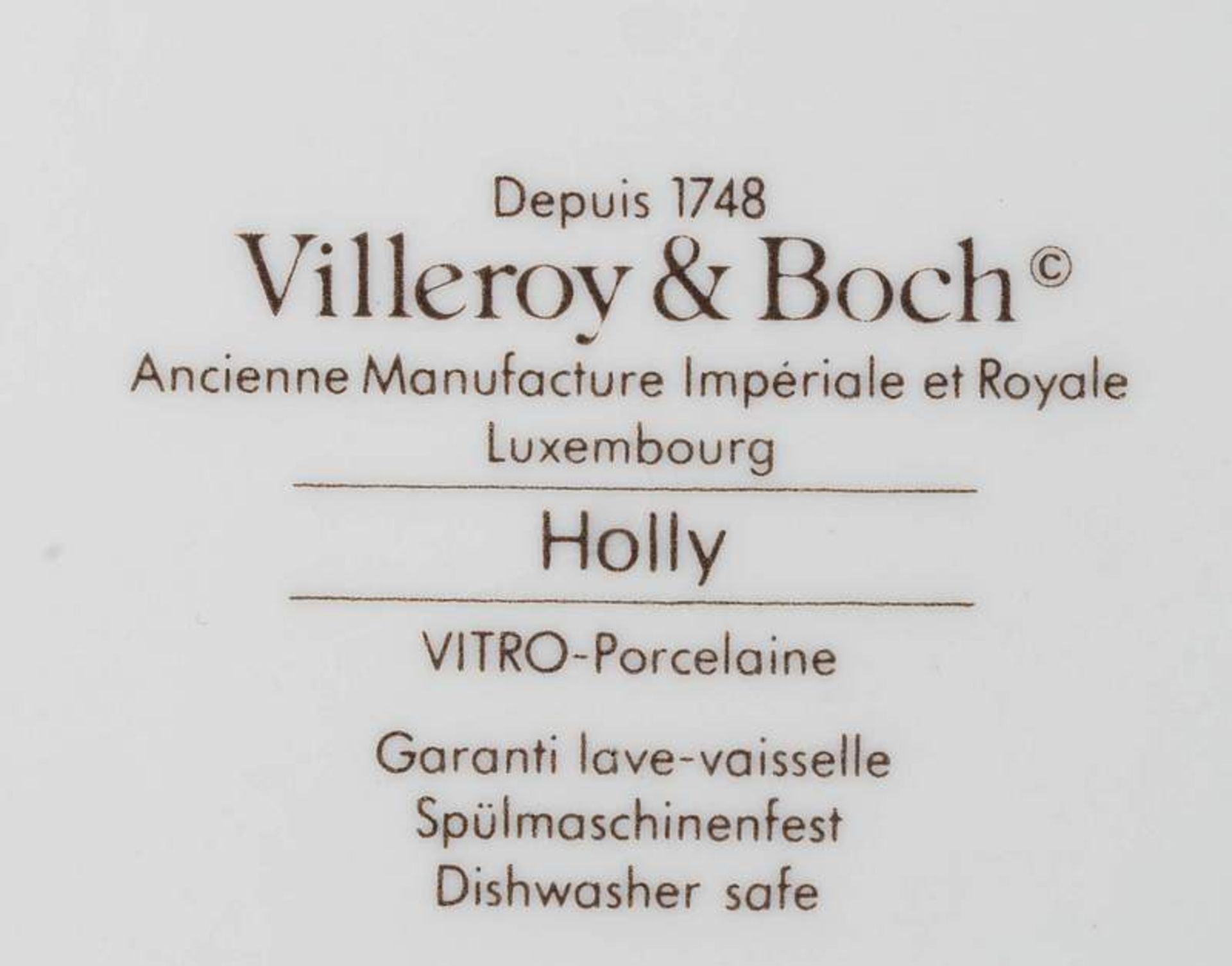 Speiseservice VILLEROY & BOCH, Design "Holly" (winterliches Stechpalmendekor). Farbig staffiert, - Bild 6 aus 6