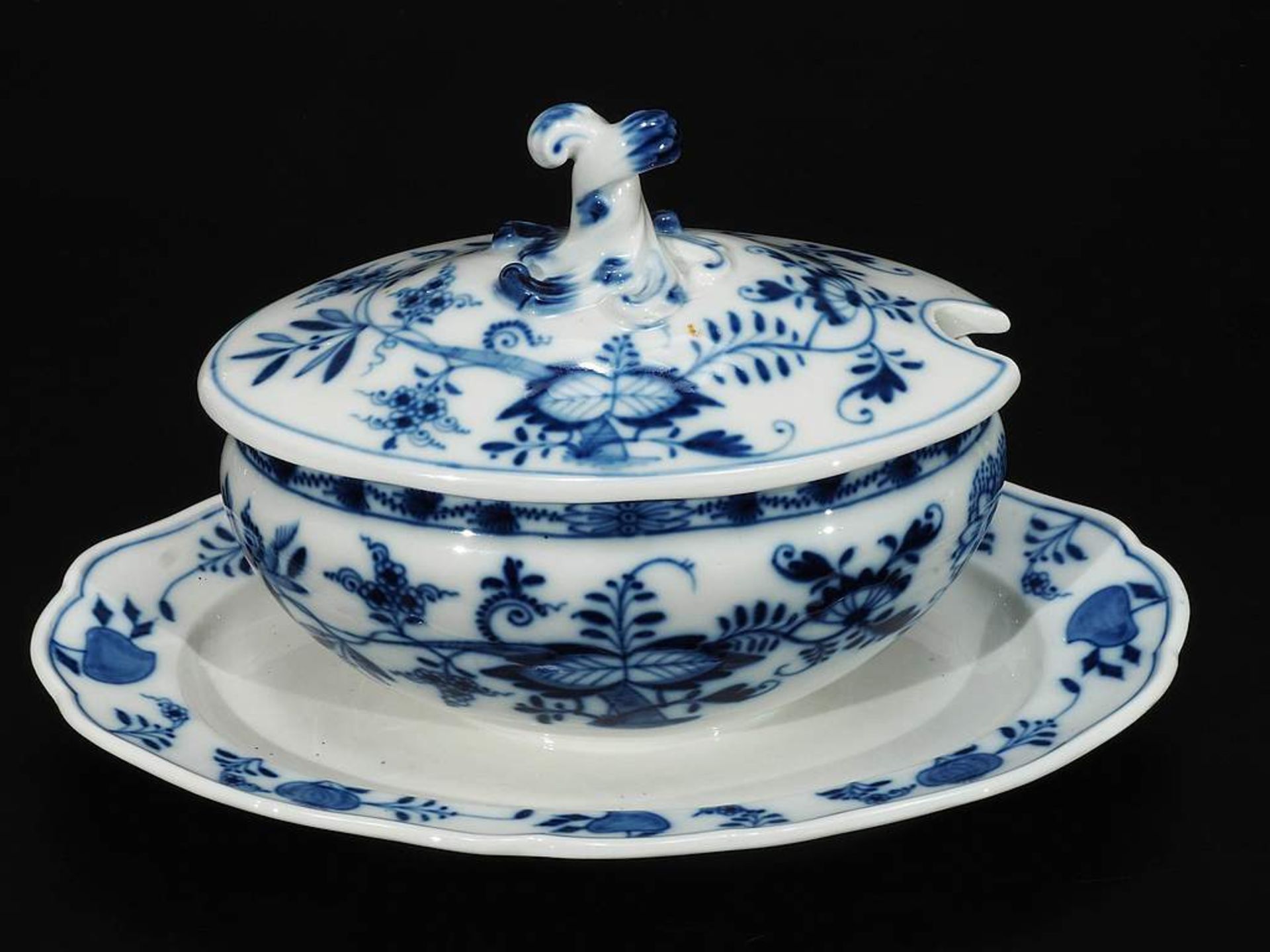 Kleine Blau-Dekor Terrine. MEISSEN 1860 - 1923, 1. Wahl. Kobaltblaue Unterglasurmalerei '" - Bild 2 aus 4