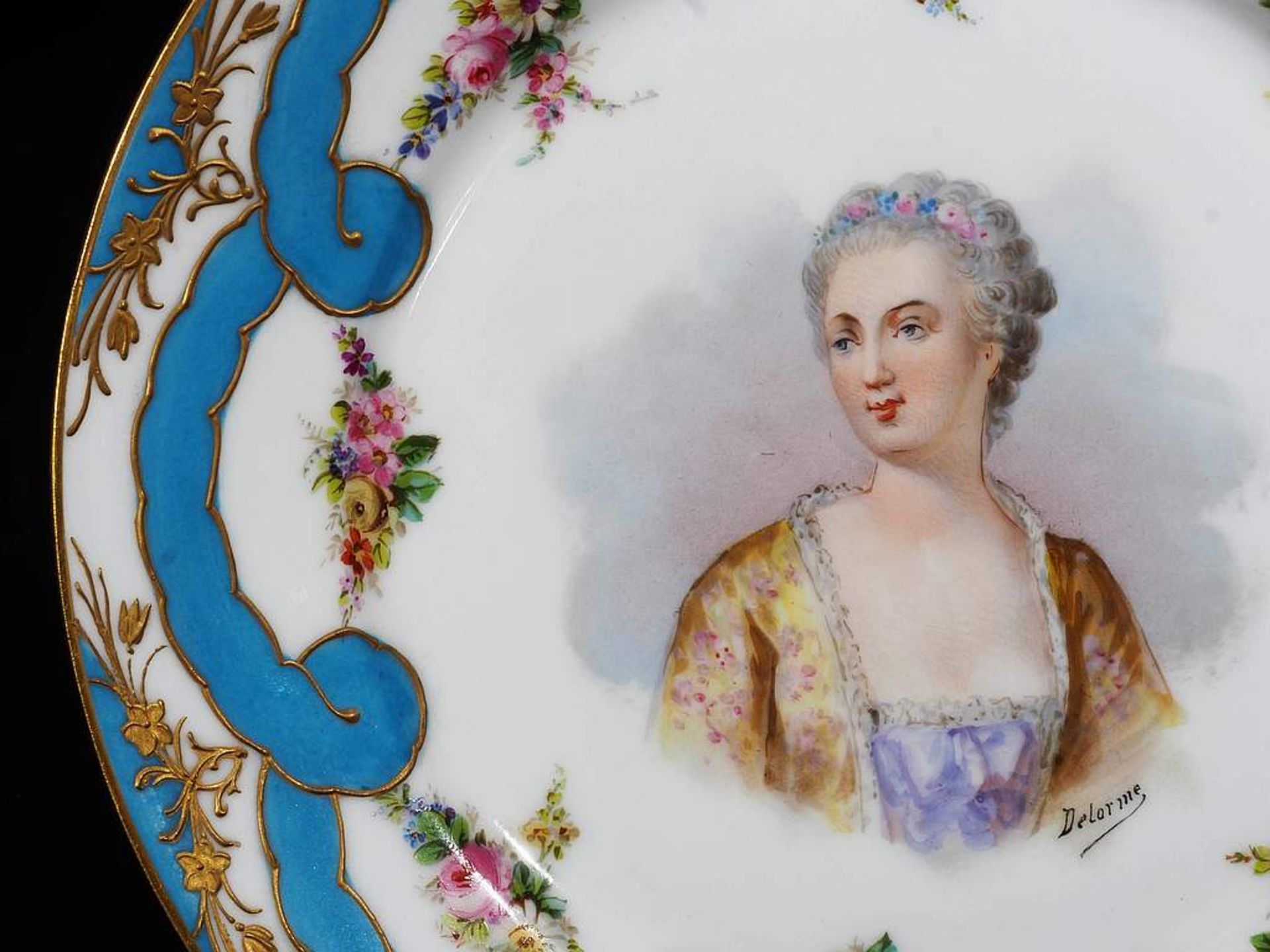 Französischer Bildnisteller. 20. Jahrhundert. Im Spiegel Brustbild Madame de Pompadour, unten - Bild 3 aus 7