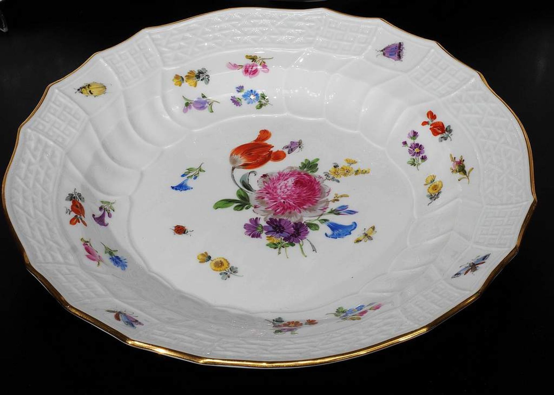 Speiseteller, 5er Satz. MEISSEN um 1860, ( 1 x neuzeitlich), 1. Wahl. Reliefzierat " - Bild 4 aus 5