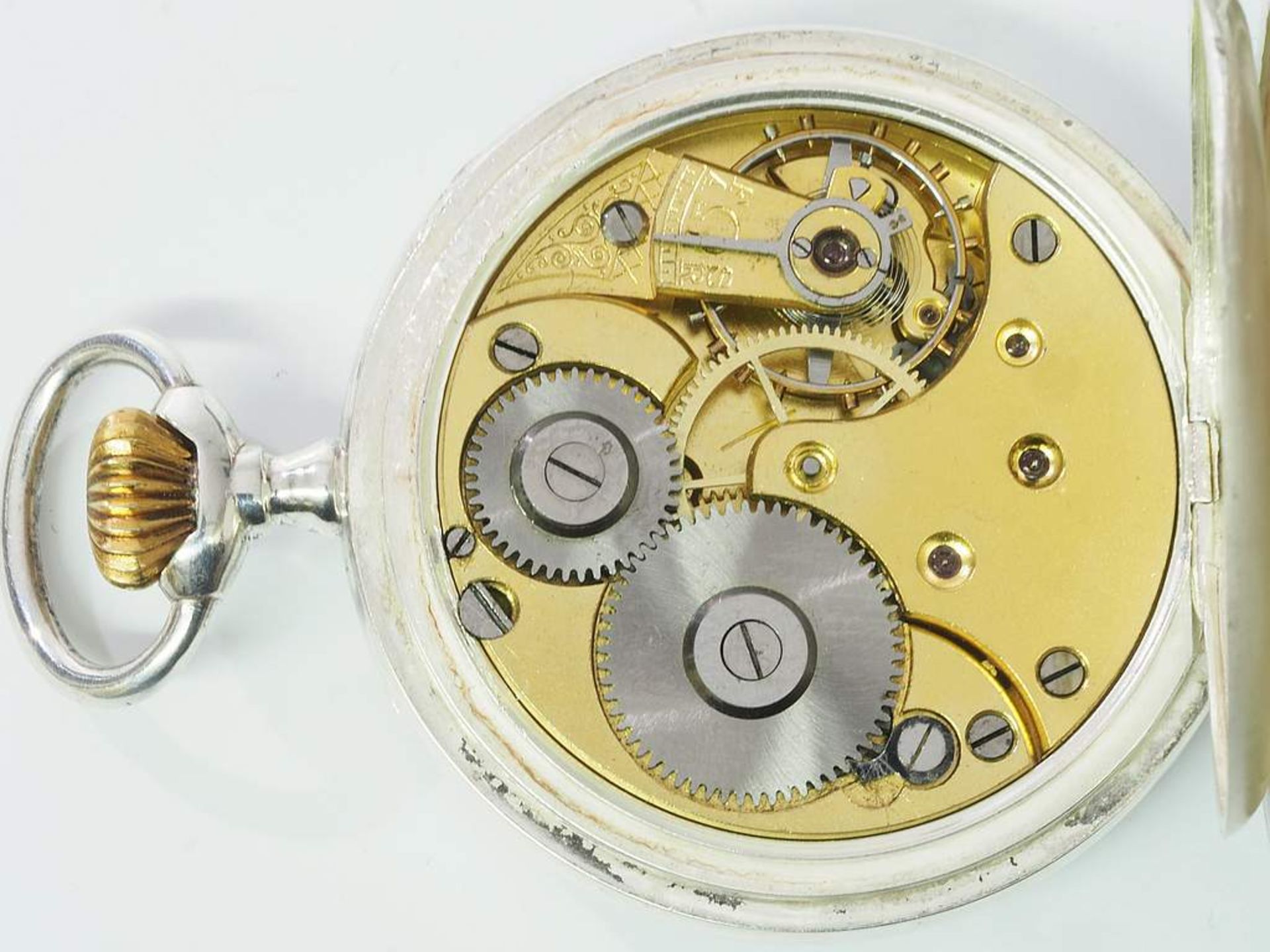 Taschenuhr OMEGA, 800er Silber. Handaufzug, weißes Emailzifferblatt mit römischen Zahlen, alle - Bild 7 aus 8