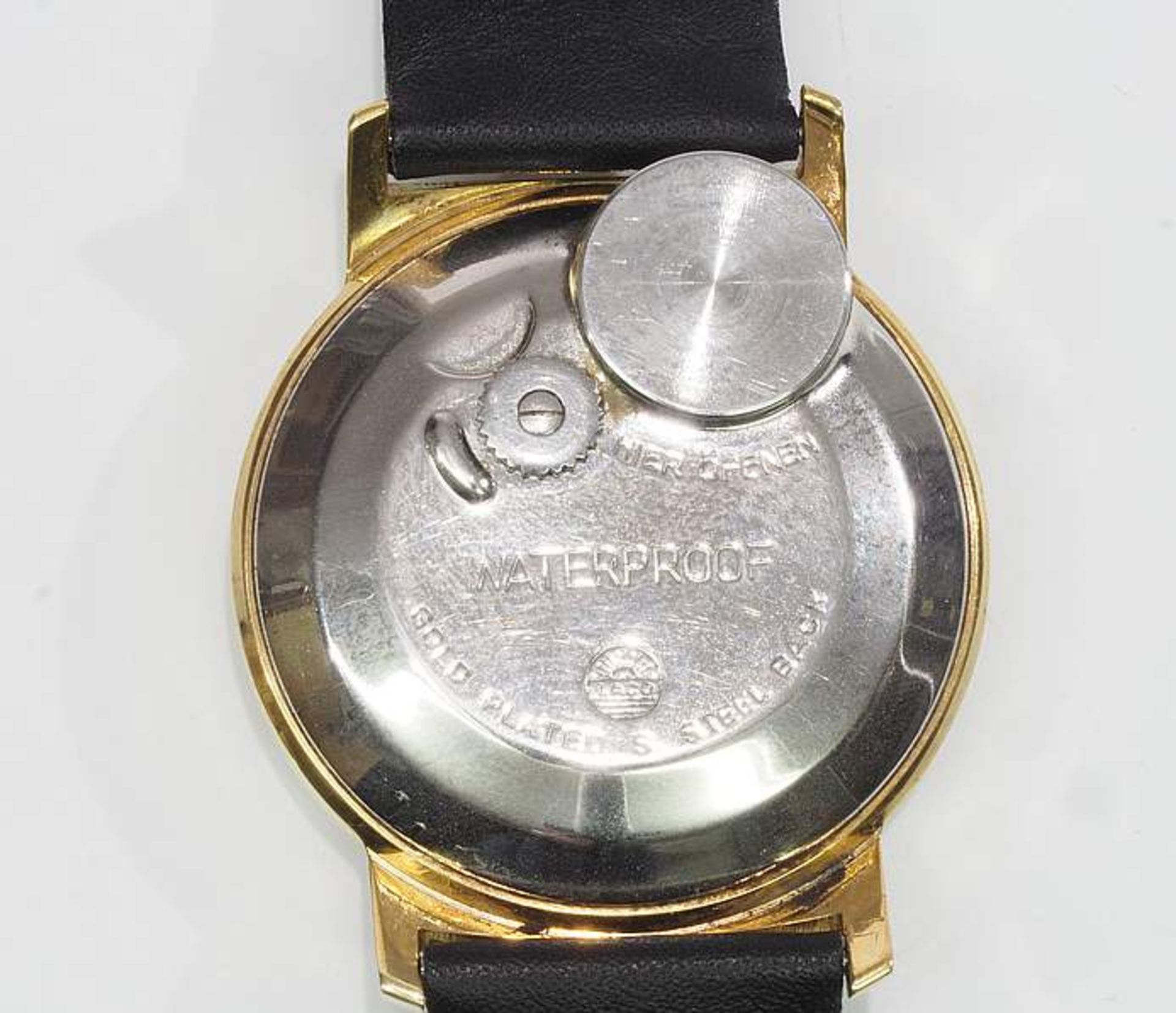 Herren Armbanduhr Vintage von LACO. Quarkwerk, Gehäuse vergoldet, Uhr läuft an, Durchmesser Gehäu - Bild 6 aus 7