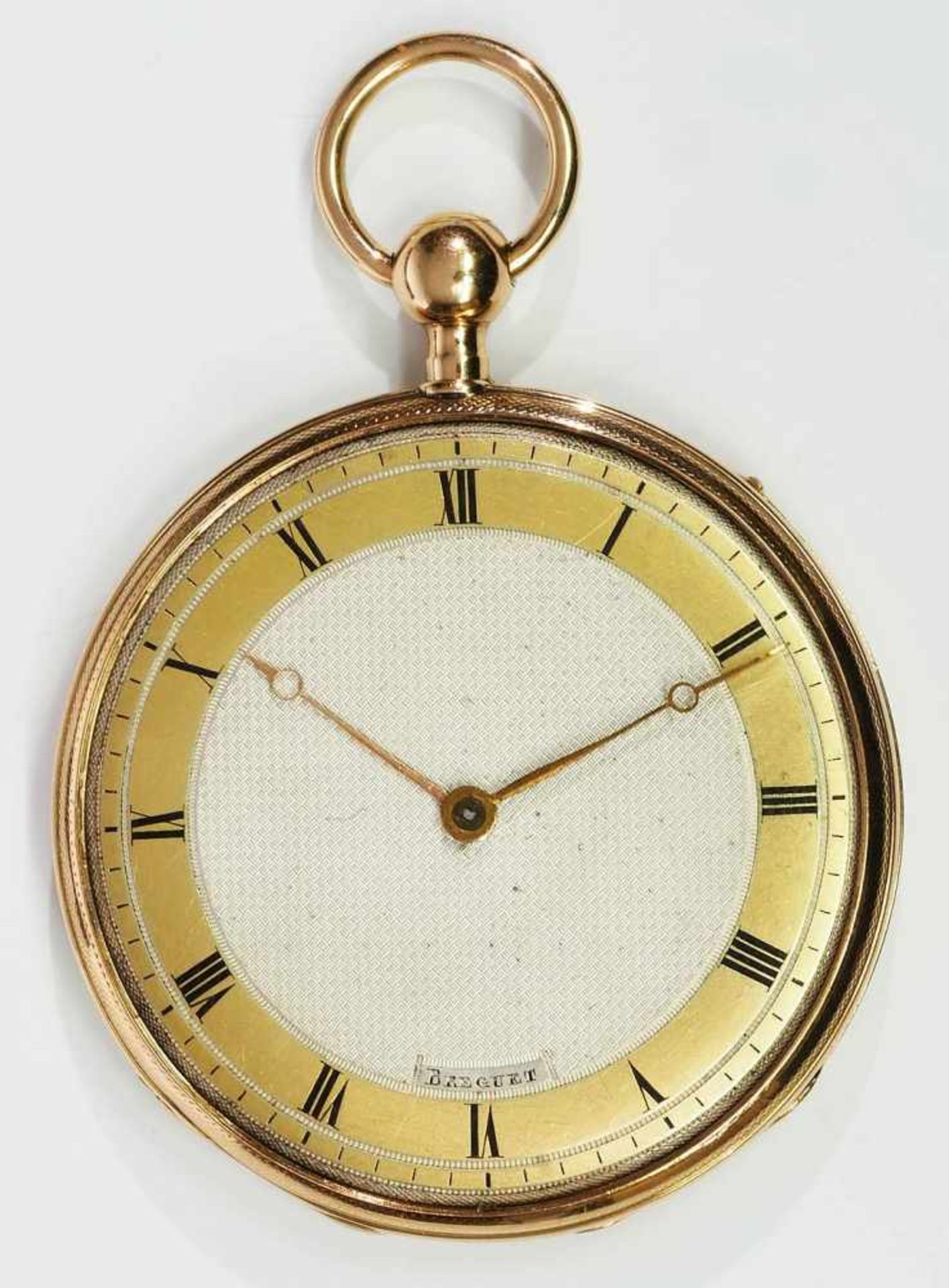 Große offene Schlüsseltaschenuhr mit Schlagwerk. Breguet Nachbau. 750er Gelbgold geprüft, - Bild 2 aus 8