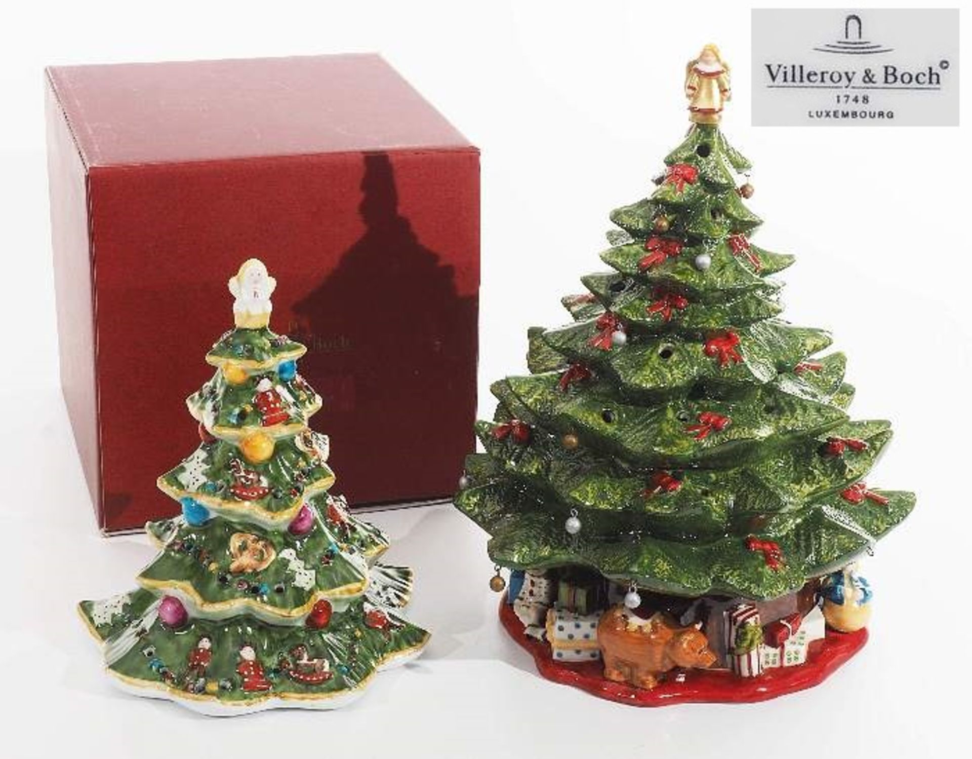 1) Spieluhr "O Tannenbaum", zweiteilig. VILLEROY & BOCH Christmas Toys. Spieluhr spielt den
