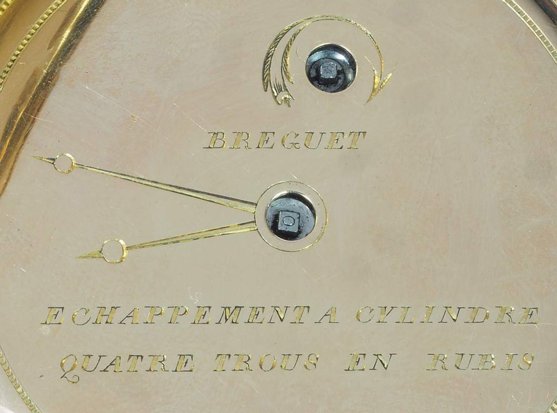 Große offene Schlüsseltaschenuhr mit Schlagwerk. Breguet Nachbau. 750er Gelbgold geprüft, - Bild 5 aus 8