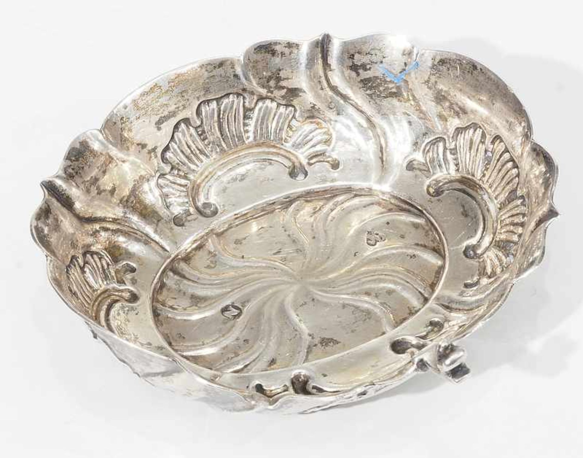 Weinprobierschale. Silber, Beschaumarke Nürnberg, wohl 18. Jahrhundert. Ovale gemuldete Form, - Bild 3 aus 6