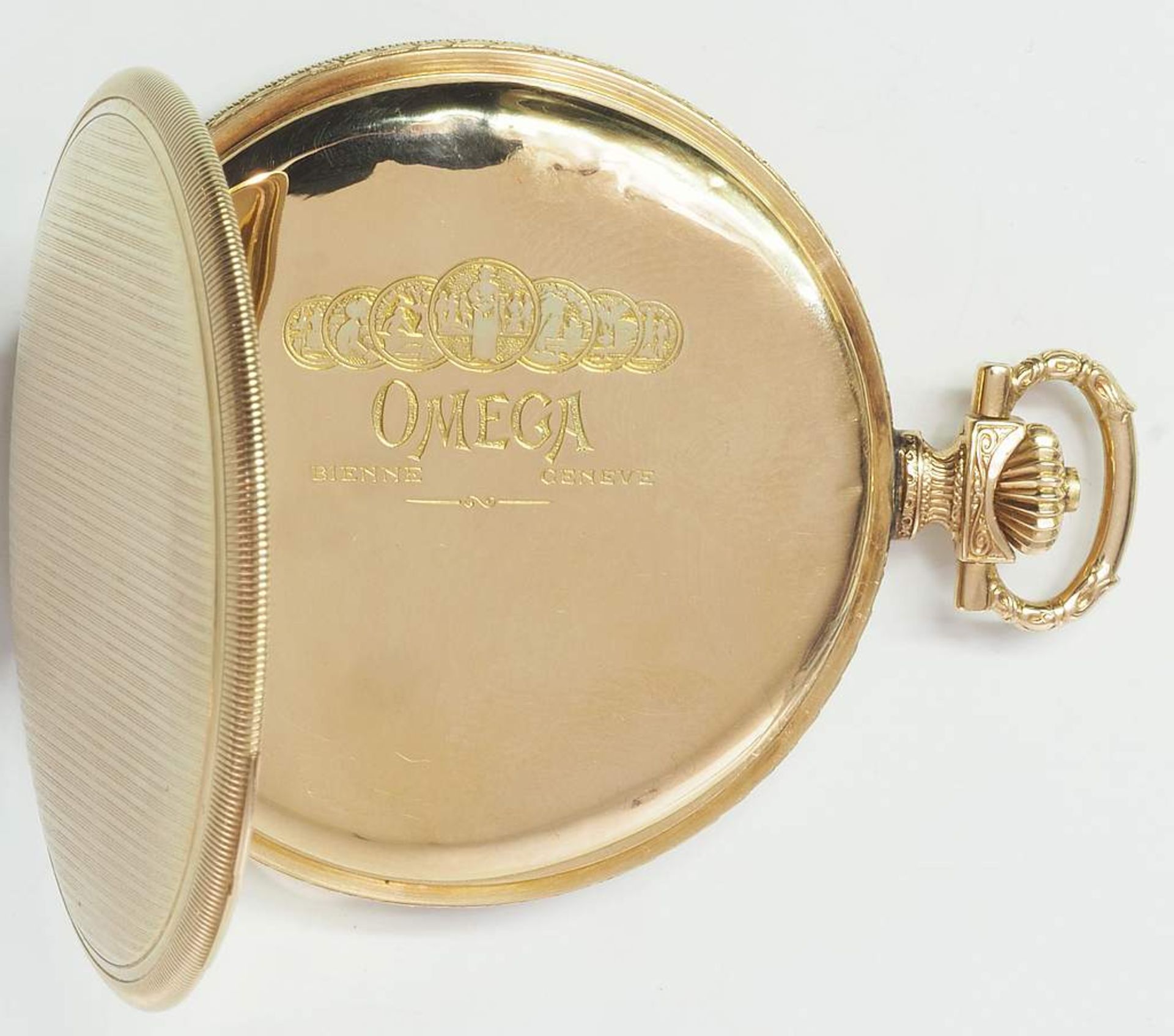 Savonette Taschenuhr "OMEGA", 585er Geld, alle Deckel Gold. Ca. 30iger Jahre, goldfarbenes - Bild 6 aus 9
