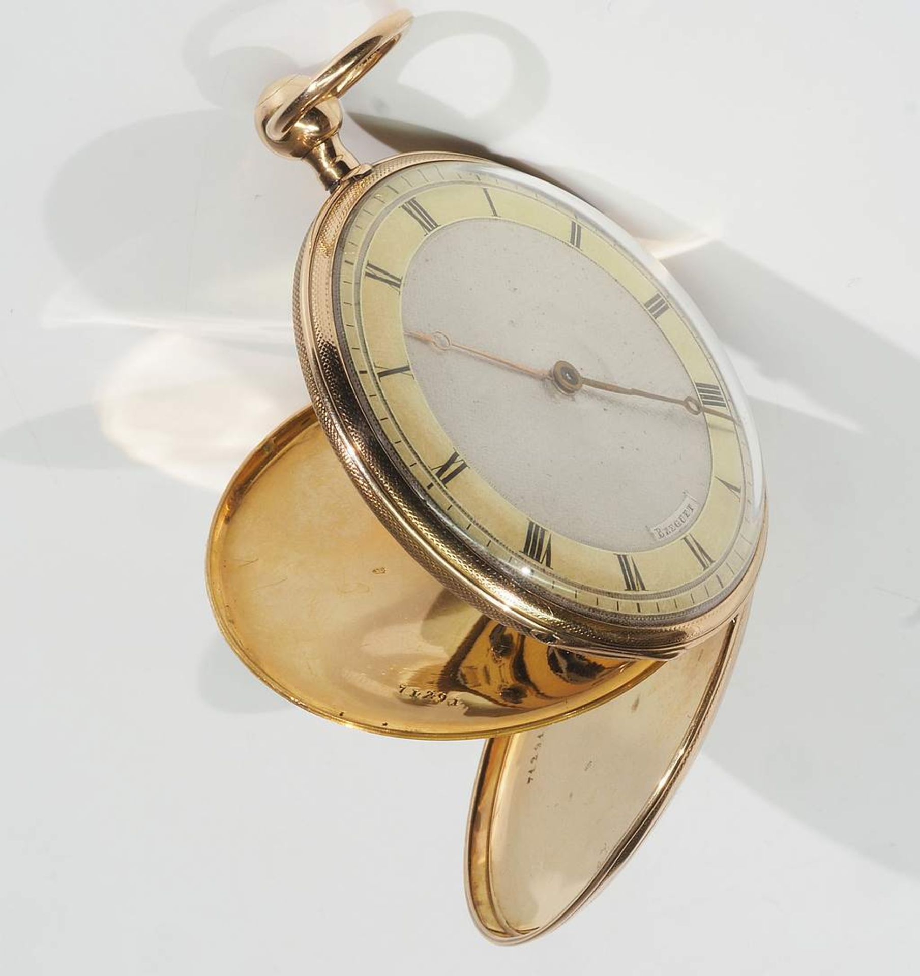 Große offene Schlüsseltaschenuhr mit Schlagwerk. Breguet Nachbau. 750er Gelbgold geprüft, - Bild 7 aus 8