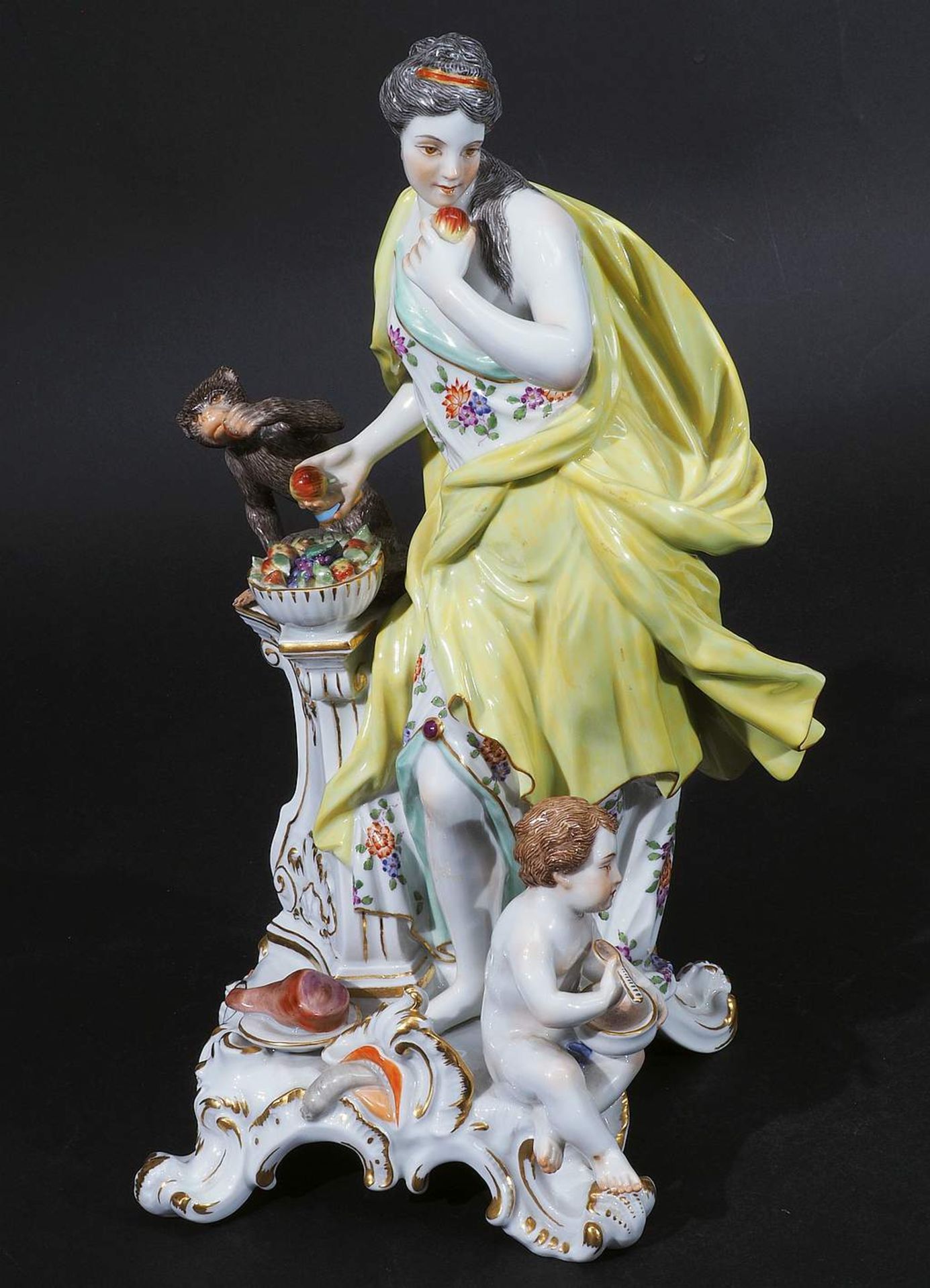 Große Figurengruppe "Der Geschmack". Entwurf J.F. Eberlein, 1745. MEISSEN Jahreszeichen 1963, 1.<b - Bild 3 aus 9