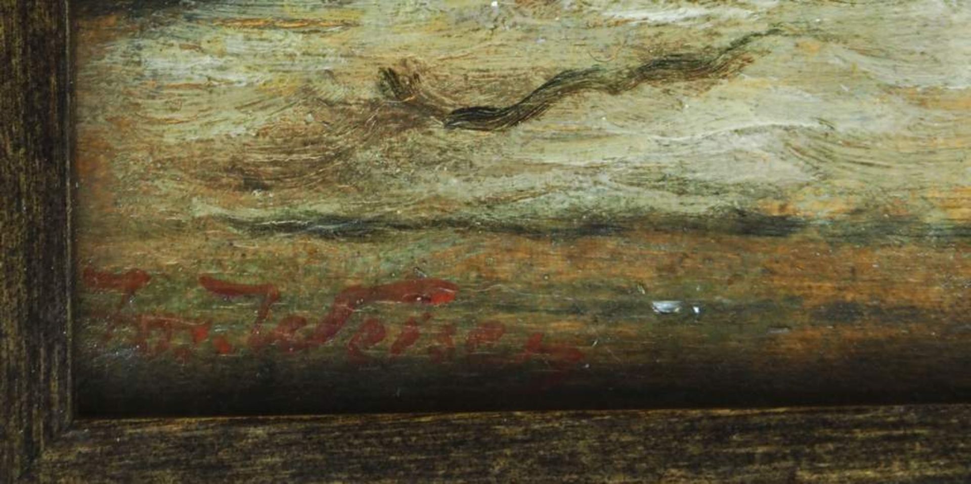Maler des 19./20. Jahrhunderts. Blick in ein Stubeninterieur mit halbhohem Schrank, auf einer<b - Bild 6 aus 6