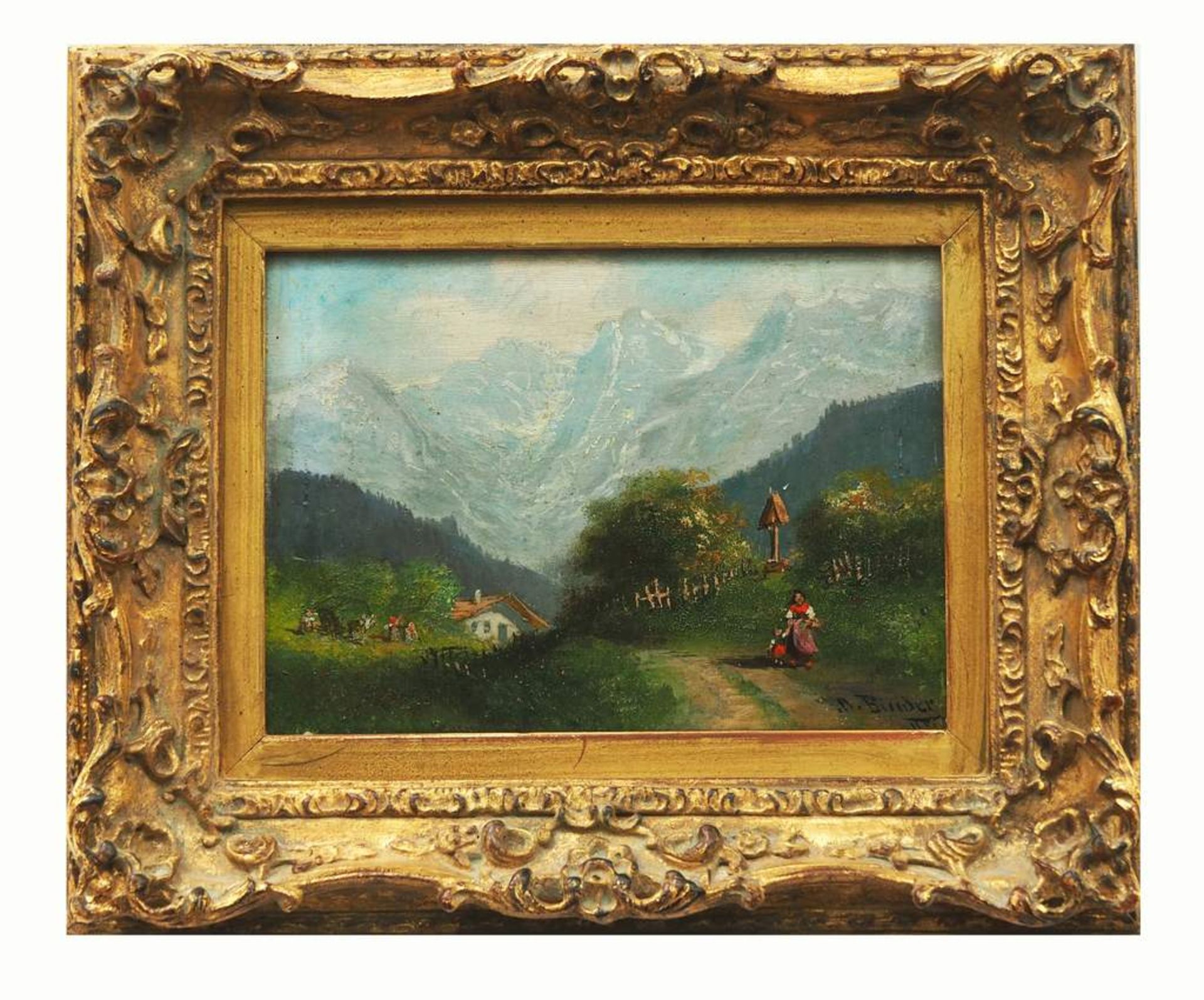BINDER, A., Maler des 20. Jahrhundert. Idyllische Sommerlandschaft, im Hintergrund das zum Teil - Bild 3 aus 6