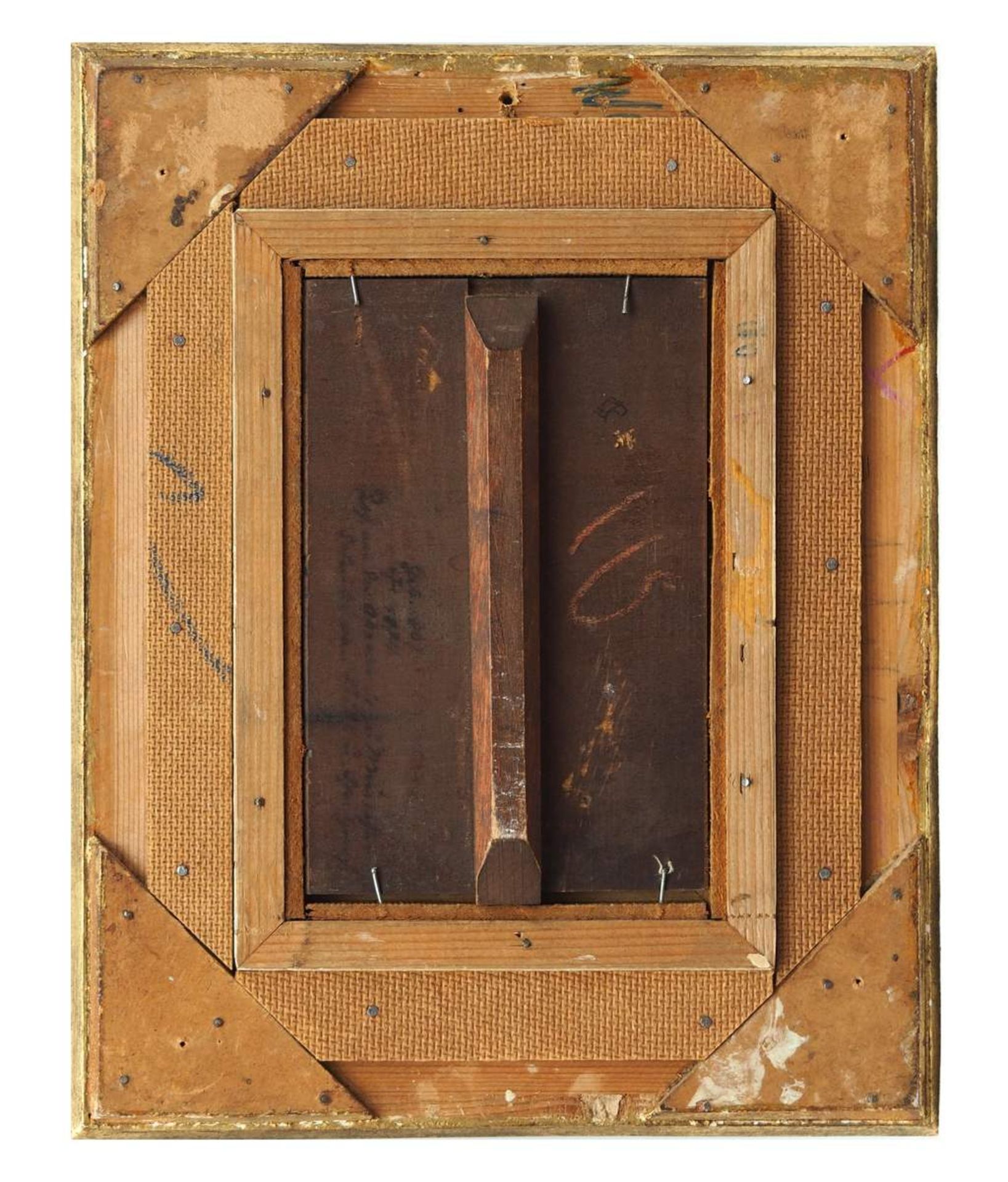 Maler des 19./20. Jahrhunderts. Blick in ein Stubeninterieur mit halbhohem Schrank, auf einer<b - Bild 4 aus 6