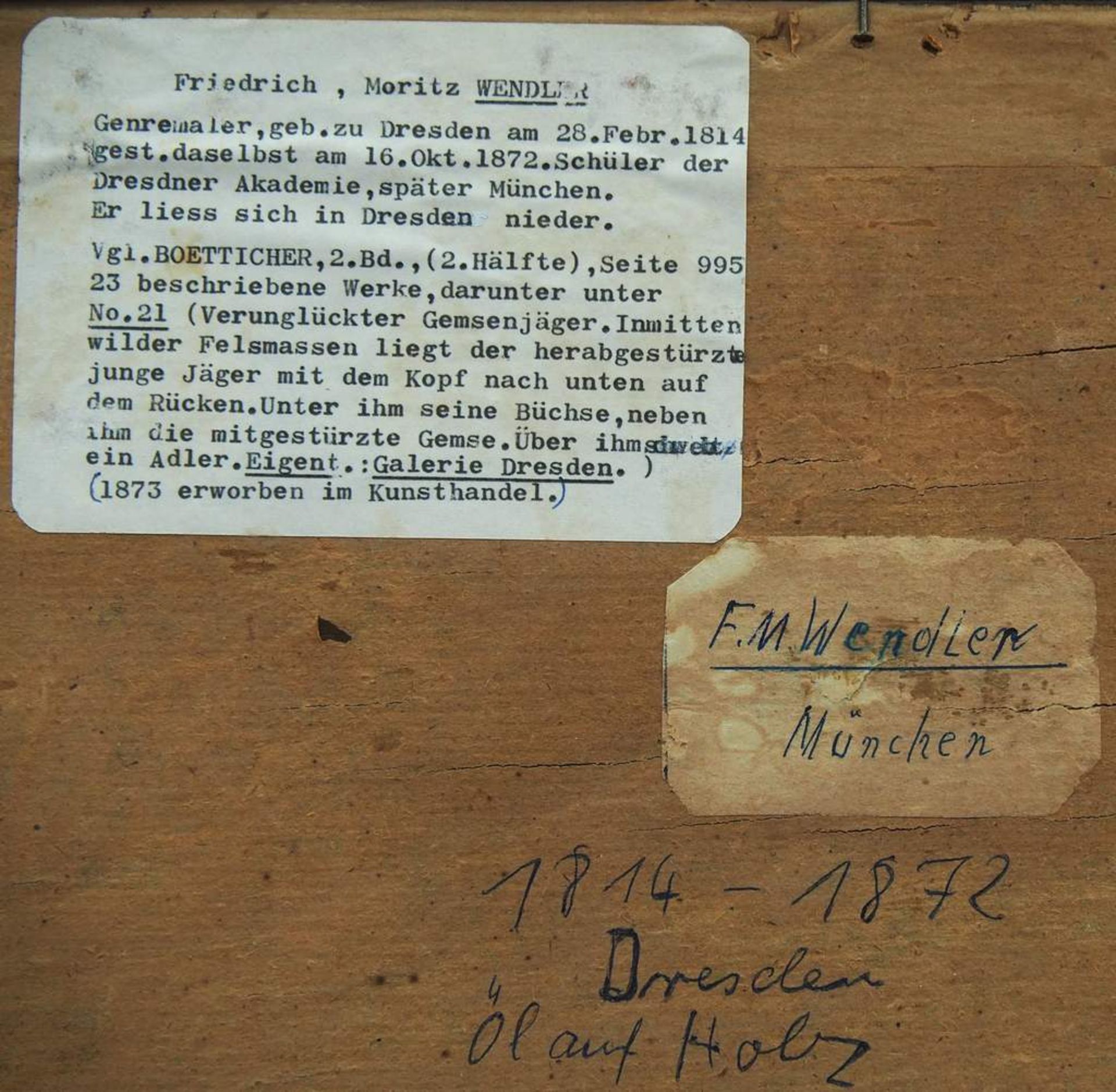 WENLDER, Friedrich Moritz. 1814 Dresden - 1972 ebenda. Adlerhorst im Hochgebirge. Dramatische<b - Bild 5 aus 7