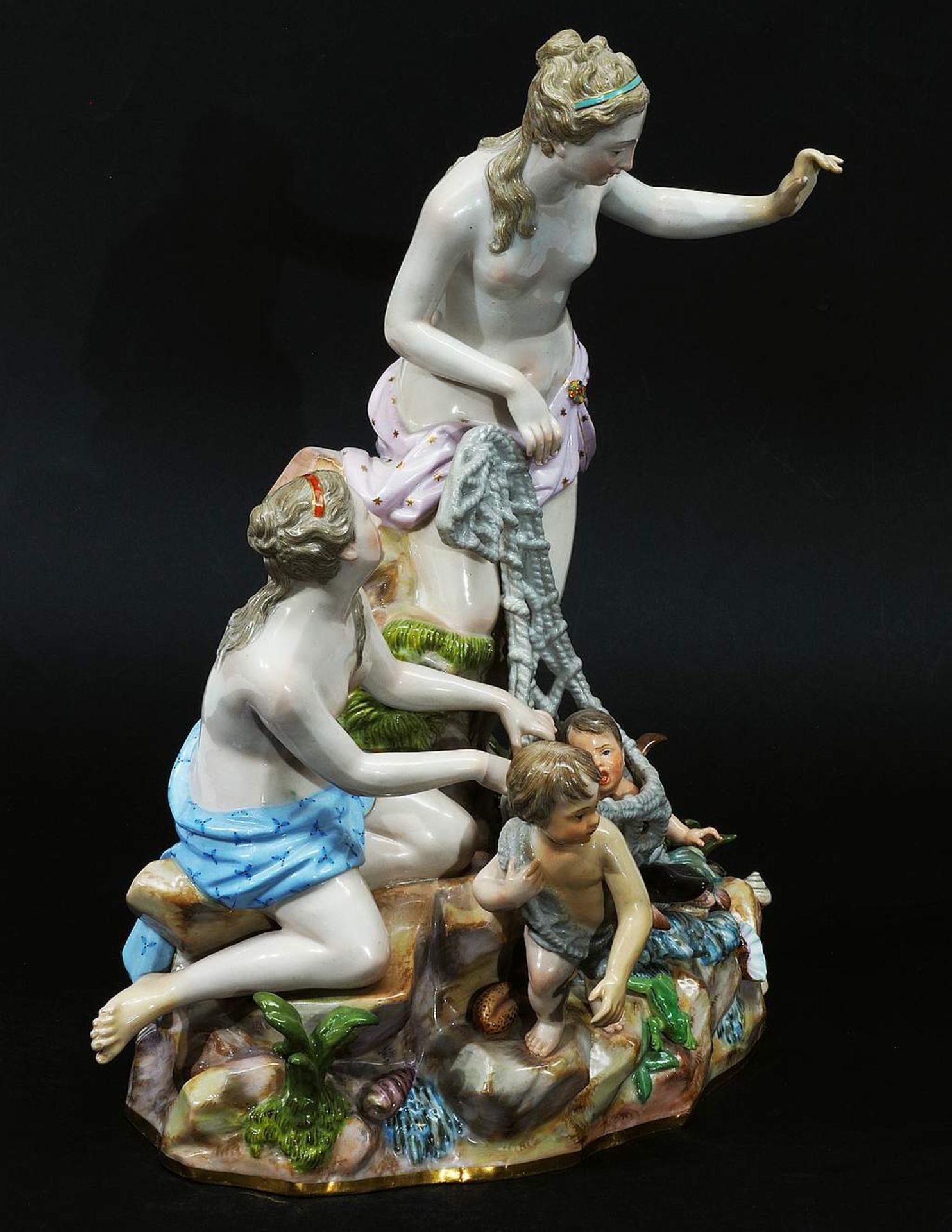 Große Figurengruppe "Der Tritonenfang". MEISSEN um 1860, 1. Wahl. Modell von Johann Joachim<br - Bild 4 aus 8