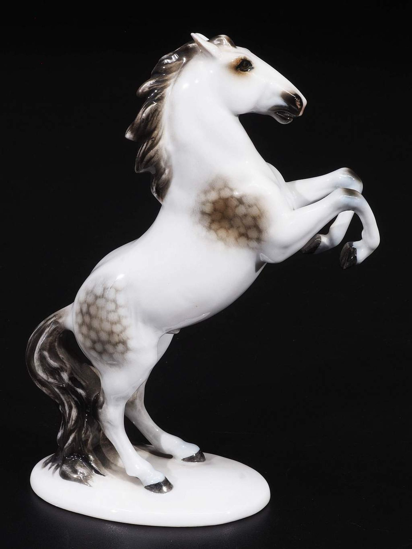 Steigendes Pferd ROSENTHAL CLASSIC, 20. Jahrhundert, Modell Nr. 1203, schwarz-weiß in</ - Bild 3 aus 6