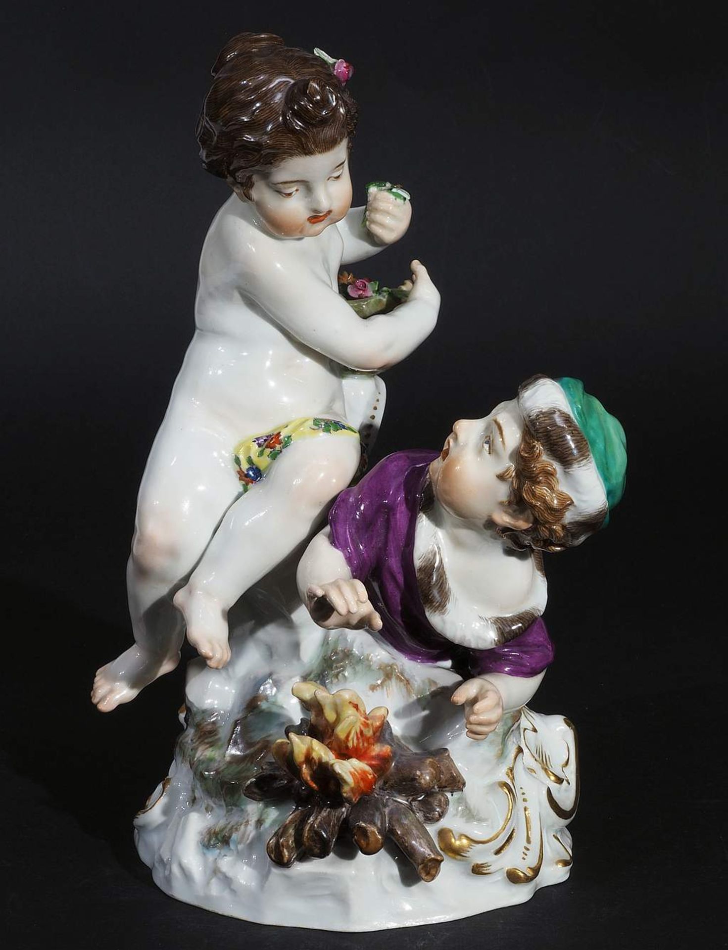 Jahreszeiten-Gruppe "Allegorie des Frühling und des Winters". MEISSEN um 1860,1. Wahl. Modellnumme - Bild 2 aus 8