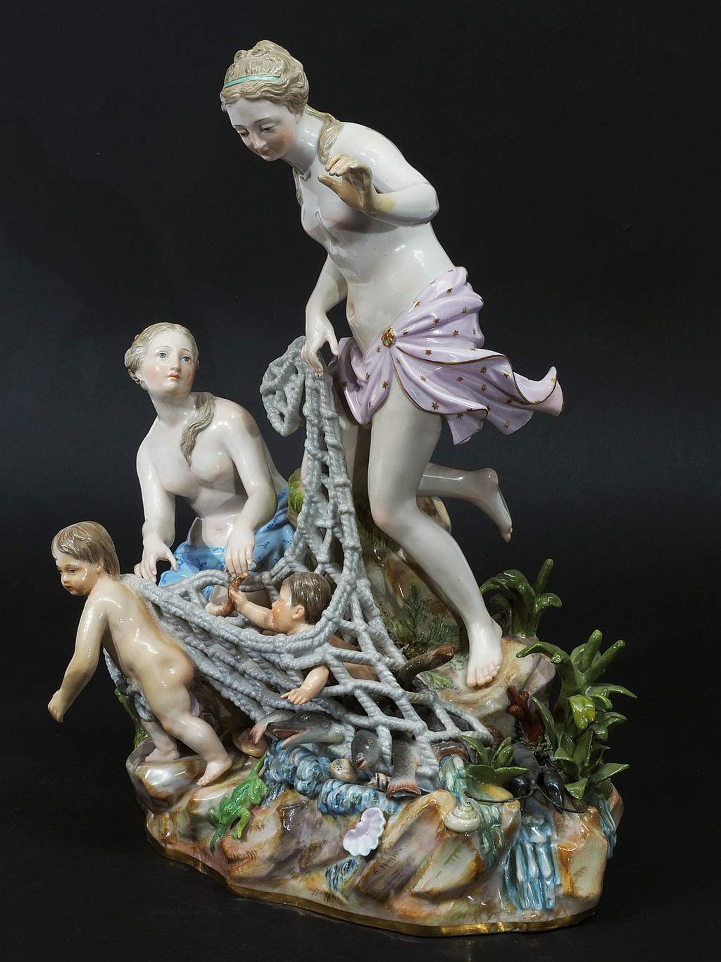 Große Figurengruppe "Der Tritonenfang". MEISSEN um 1860, 1. Wahl. Modell von Johann Joachim<br - Bild 3 aus 8