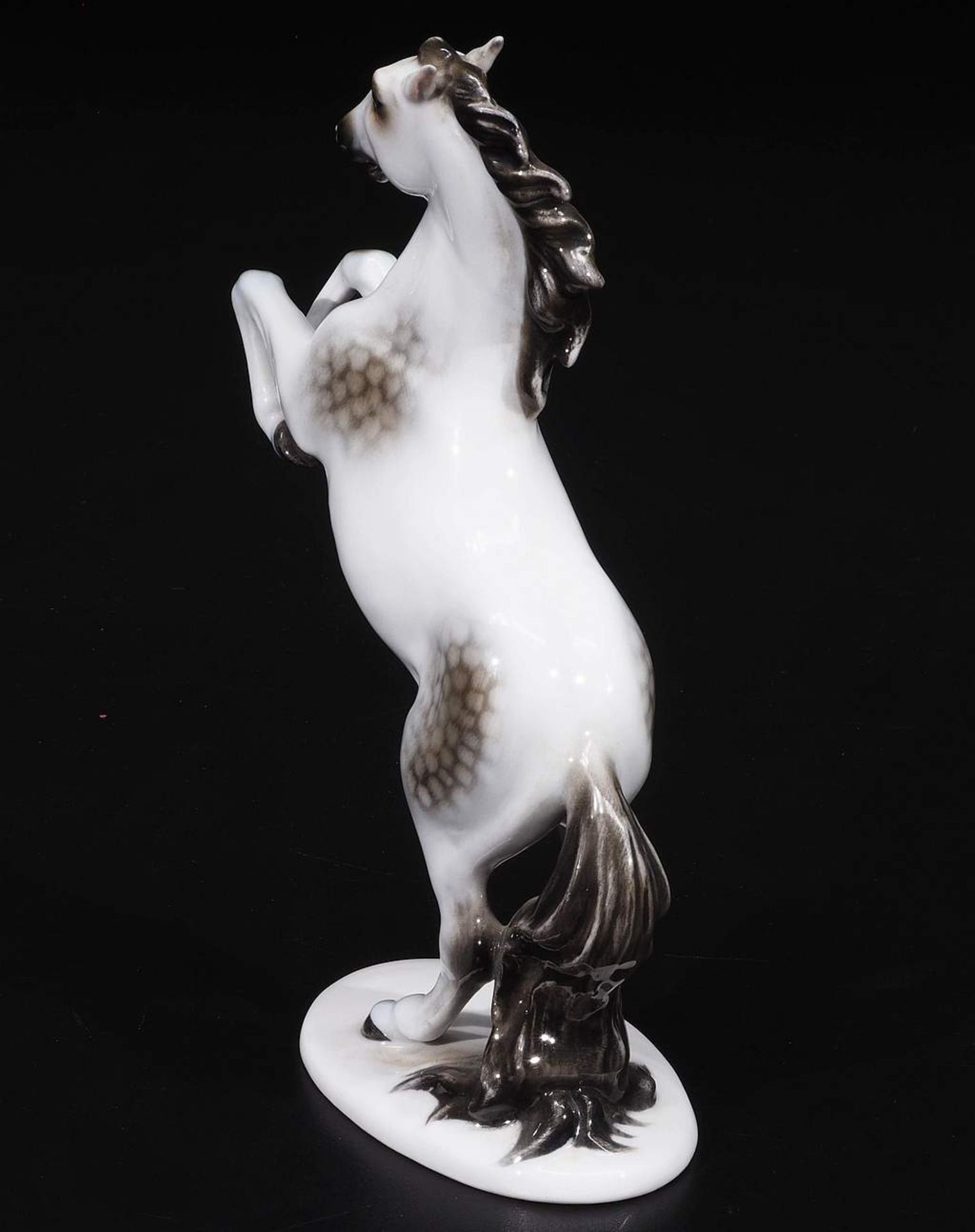 Steigendes Pferd ROSENTHAL CLASSIC, 20. Jahrhundert, Modell Nr. 1203, schwarz-weiß in</ - Bild 4 aus 6