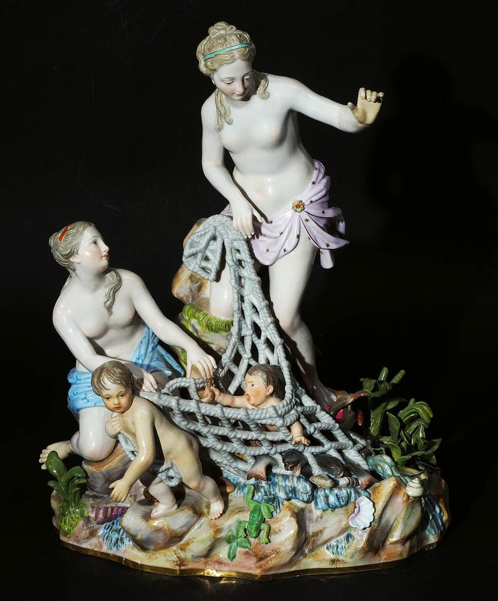 Große Figurengruppe "Der Tritonenfang". MEISSEN um 1860, 1. Wahl. Modell von Johann Joachim<br - Bild 2 aus 8