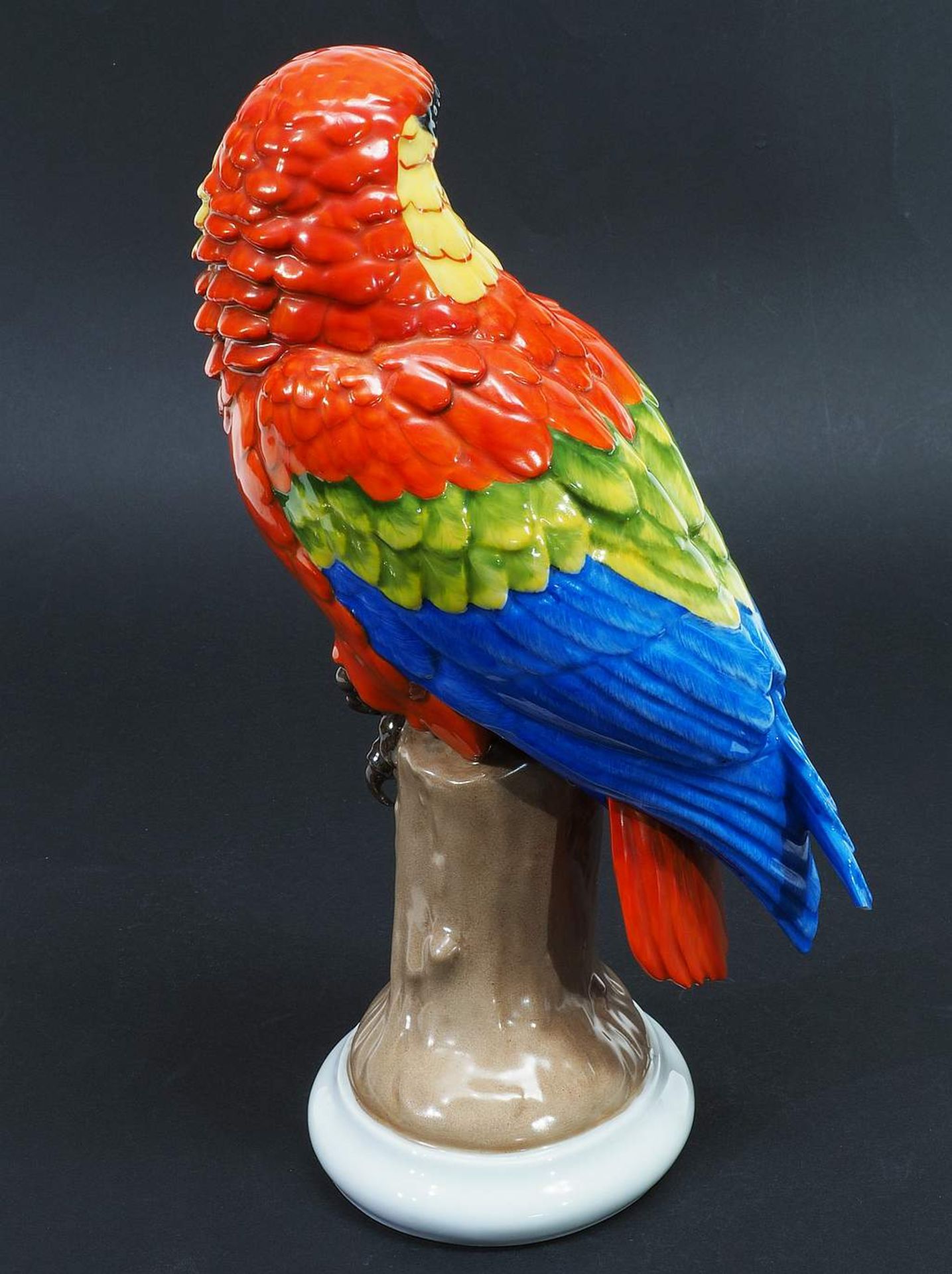 Papagei auf Baumstumpf. ROSENTHAL Selb Bavaria, Marke 1910 - 1945, Modellnummer H 749. Sitzender<br - Image 4 of 8