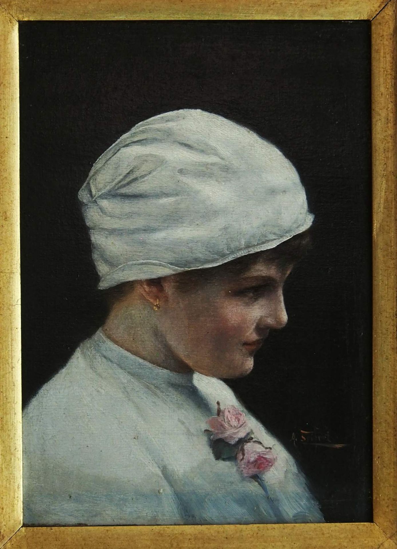 SEIFERT, Alfred. 1850 Horowitz/Böhmen - 1901 München. "Mädchen-Porträt", Öl auf Holz, rechts u - Bild 2 aus 6