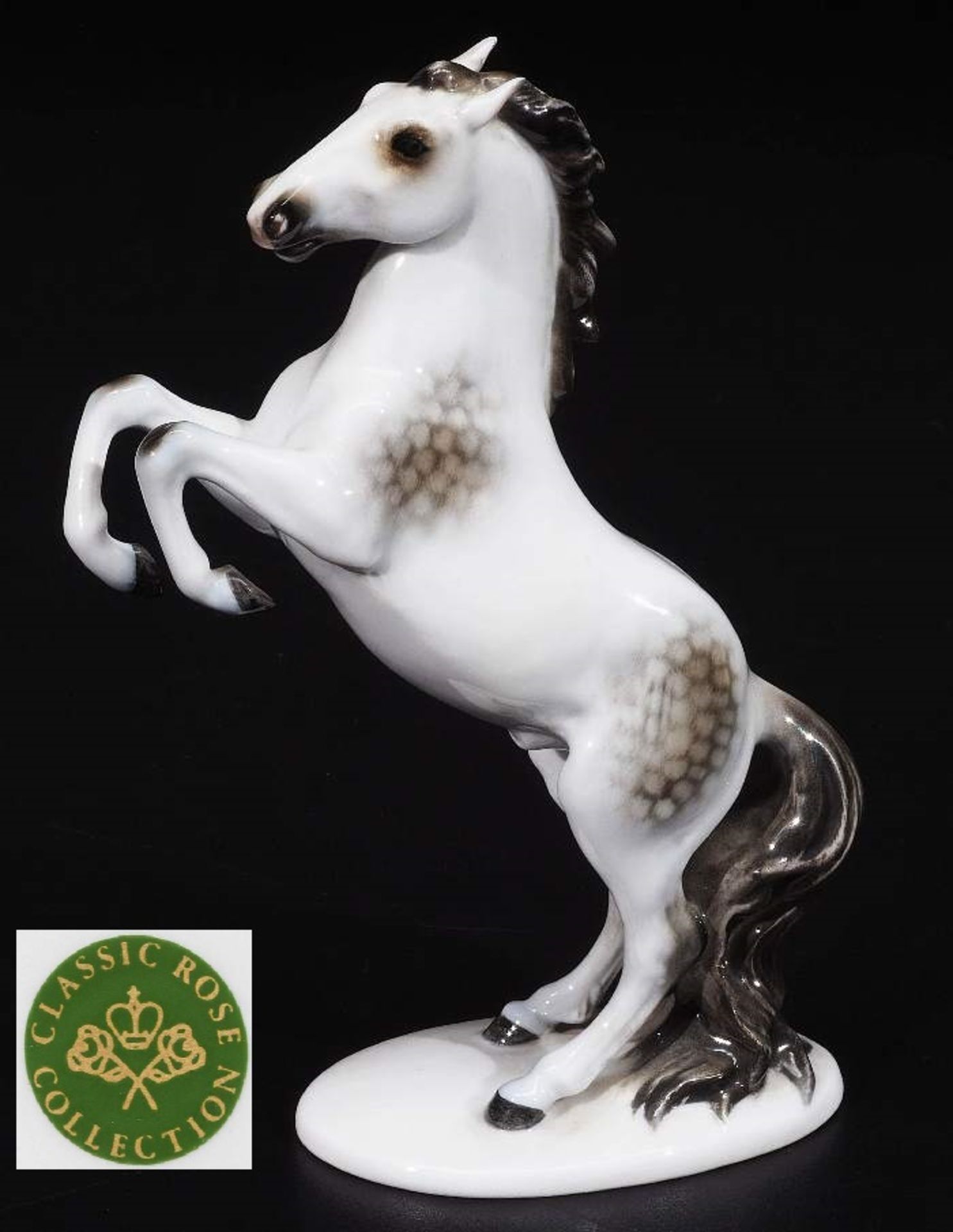 Steigendes Pferd ROSENTHAL CLASSIC, 20. Jahrhundert, Modell Nr. 1203, schwarz-weiß in</
