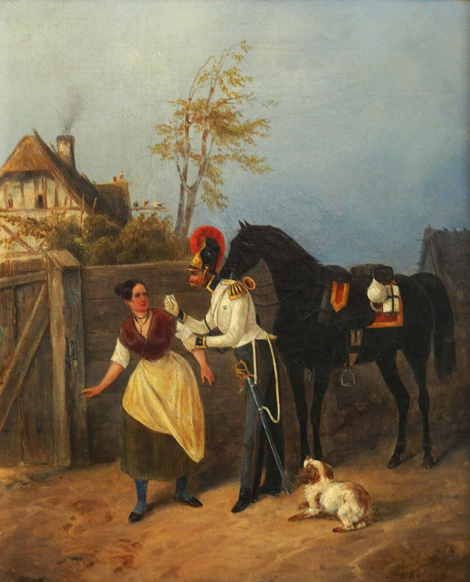 RANSPACH, Carl, Militär-,Sport- und Pferdemaler, in Berlin um1840 nachgewiesen. Rendezvous en< - Bild 2 aus 5