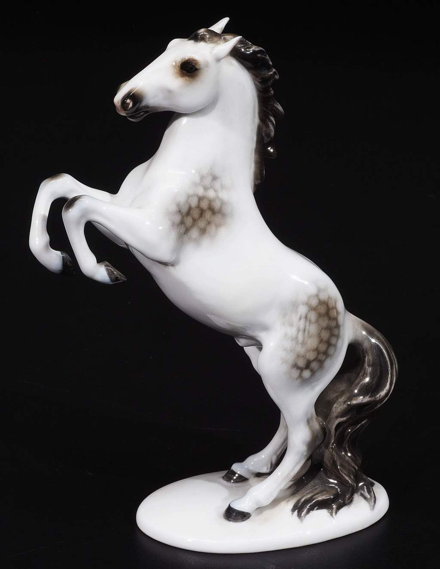 Steigendes Pferd ROSENTHAL CLASSIC, 20. Jahrhundert, Modell Nr. 1203, schwarz-weiß in</ - Bild 2 aus 6
