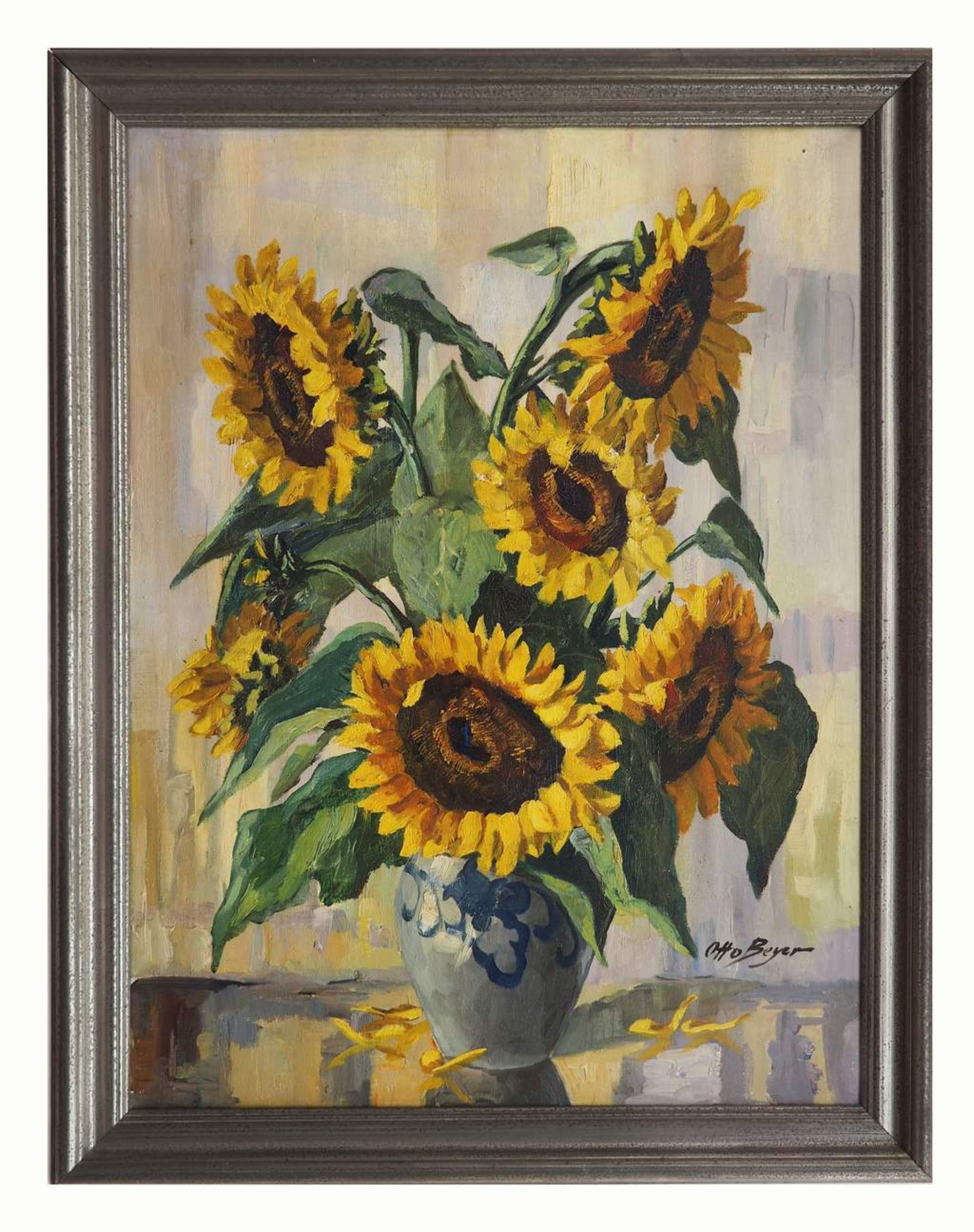 BEYER, Otto . 1885 Kattowitz - 1962 Berlin. Blumenstilleben mit Sonnenblumen. Öl auf Leinwand, - Bild 3 aus 5