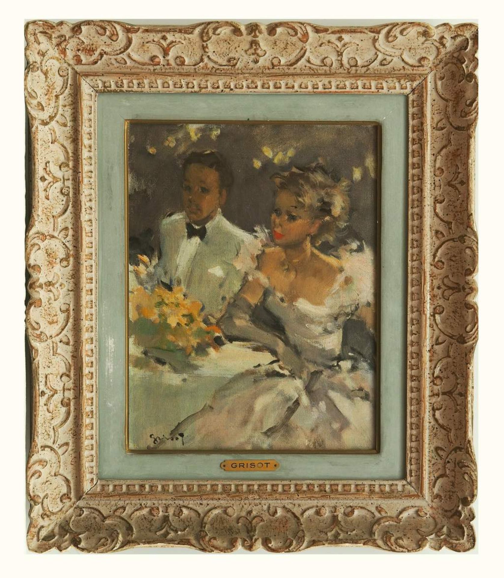 GRISOT, Pierre. 1911 Besancon - 1995 Paris. Elegantes Paar in Abendgarderobe. Öl auf Leinwand, - Bild 3 aus 7