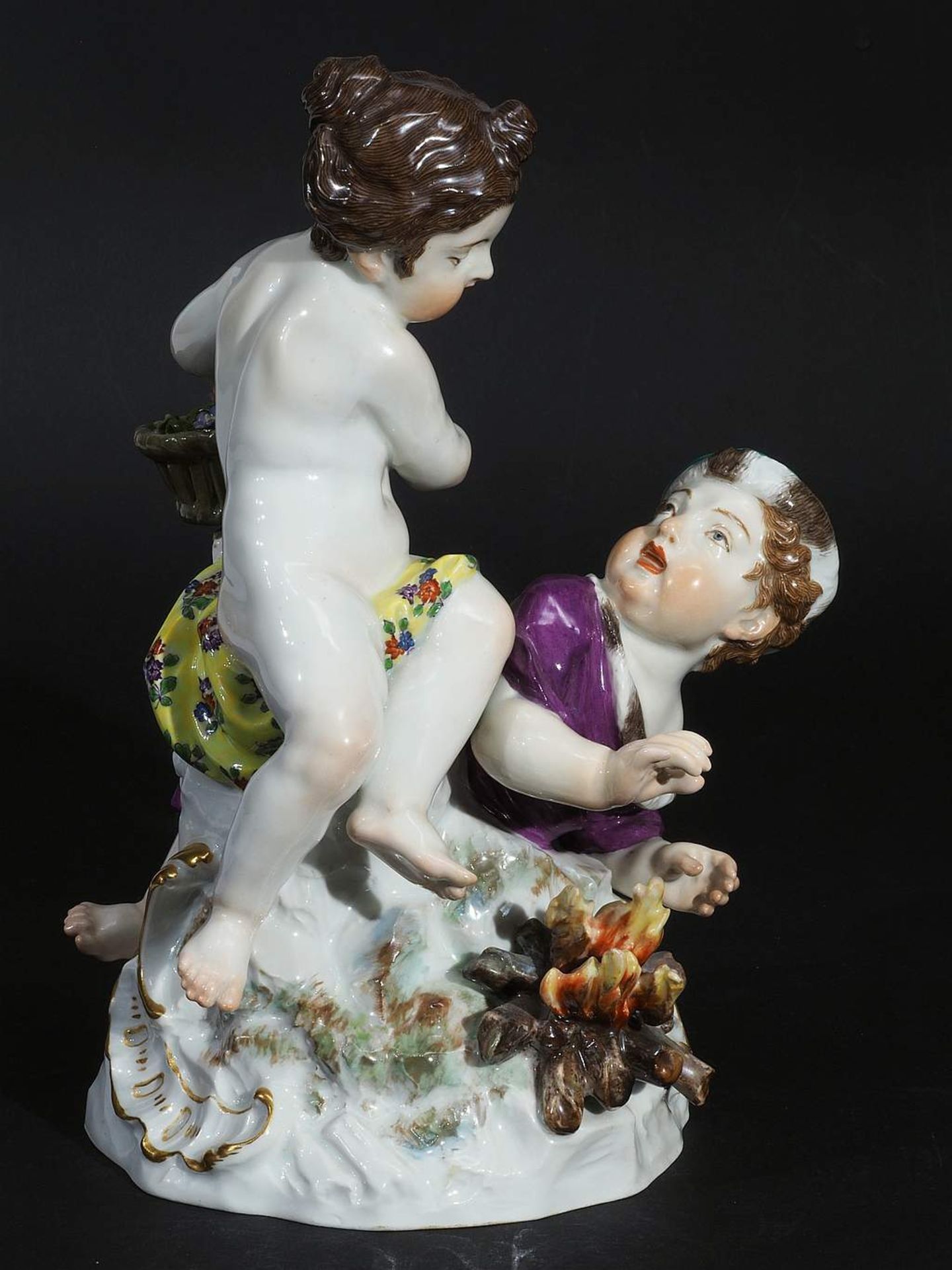 Jahreszeiten-Gruppe "Allegorie des Frühling und des Winters". MEISSEN um 1860,1. Wahl. Modellnumme - Bild 3 aus 8