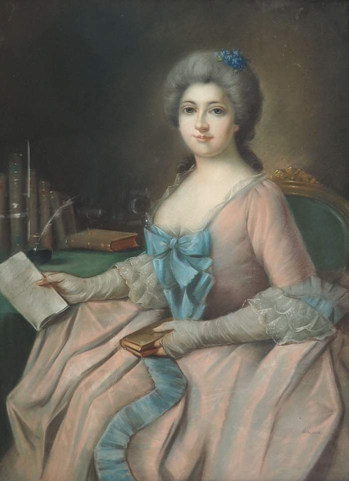 Anonymer Künstler des 18. Jahrhunderts. Portrait einer Edeldame im eleganten tief décollettiertem