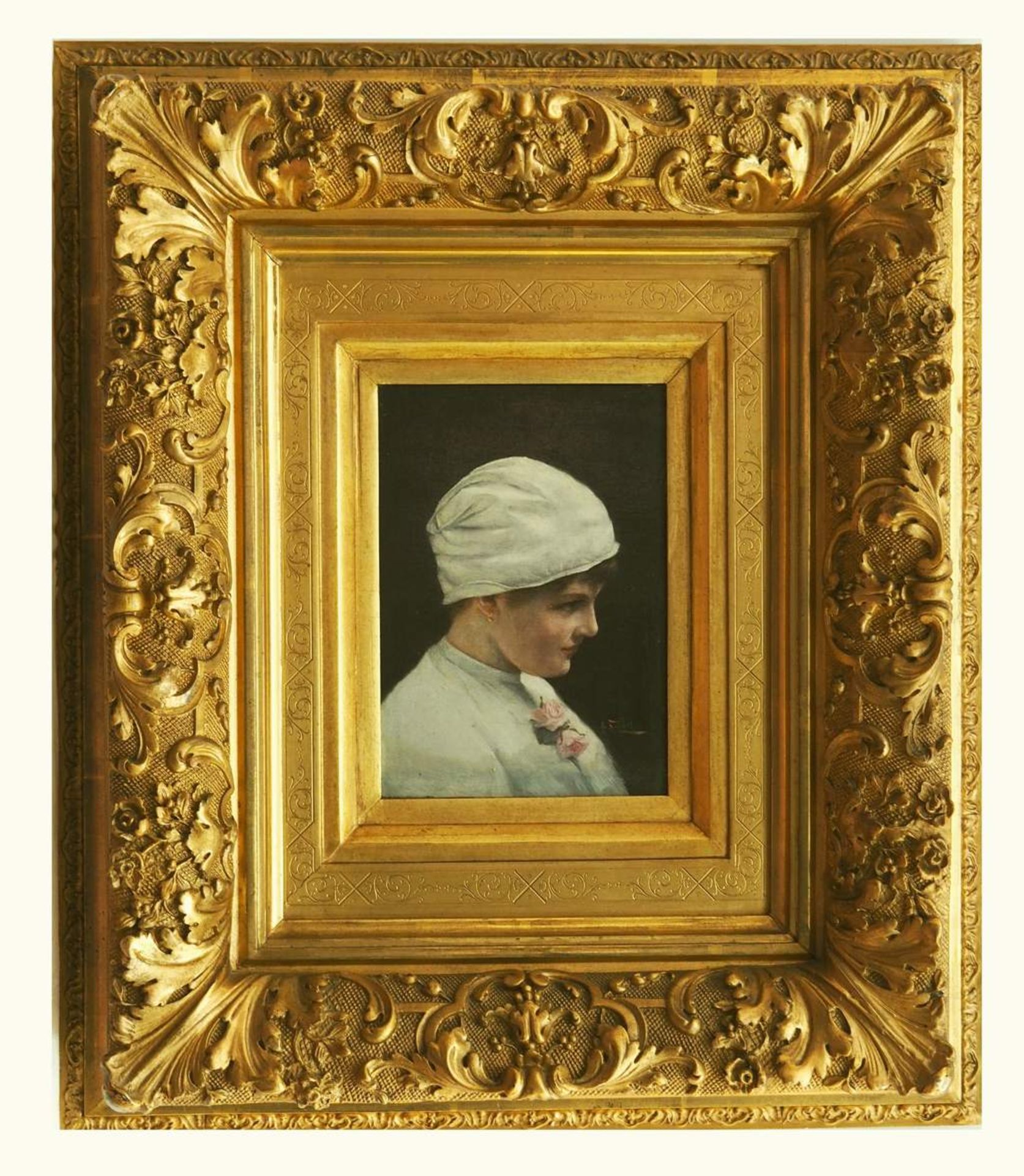 SEIFERT, Alfred. 1850 Horowitz/Böhmen - 1901 München. "Mädchen-Porträt", Öl auf Holz, rechts u - Bild 3 aus 6