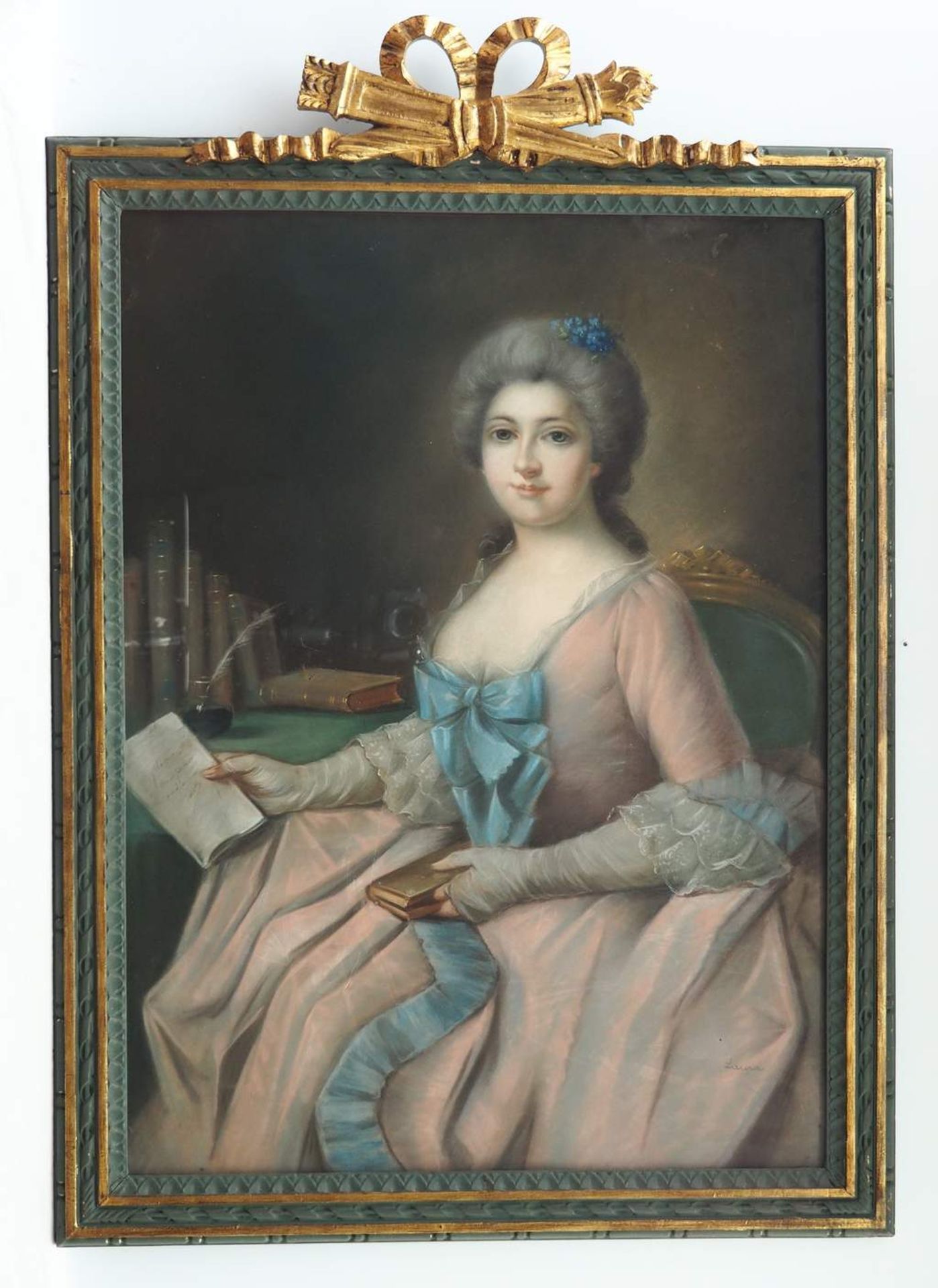 Anonymer Künstler des 18. Jahrhunderts. Portrait einer Edeldame im eleganten tief décollettiertem - Bild 3 aus 5