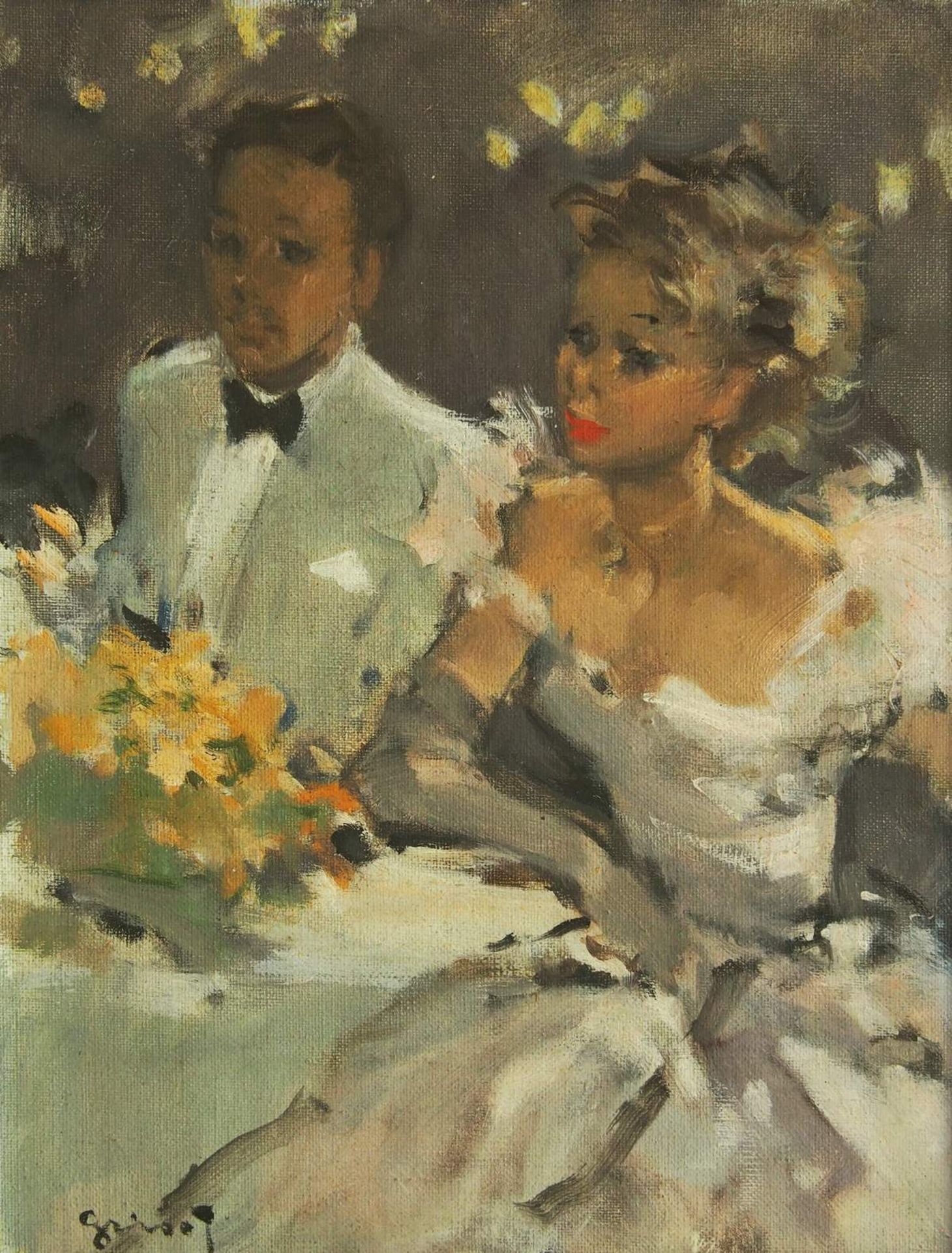 GRISOT, Pierre. 1911 Besancon - 1995 Paris. Elegantes Paar in Abendgarderobe. Öl auf Leinwand, - Bild 2 aus 7