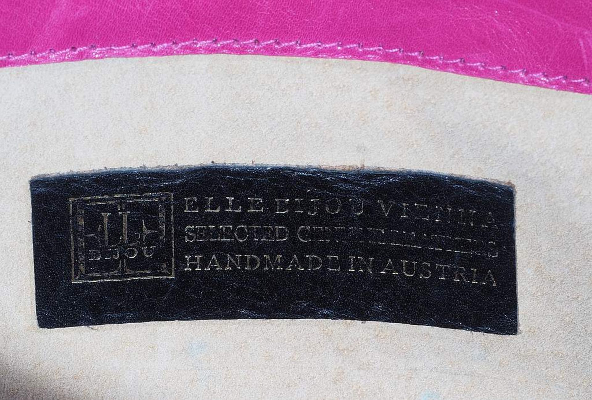Vintage Handtasche, ELLE BIJOU, Vienna, Handmade in Austria. Farbenfrohes Leder mit messingfarbener - Image 7 of 7