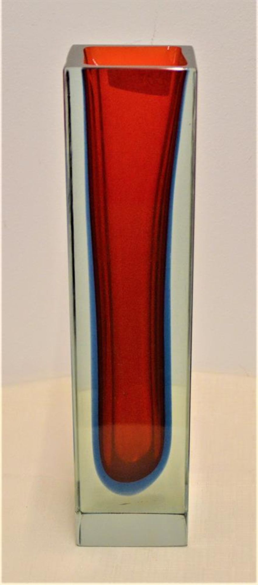 Murano Vase, quadratisch, sommerso, 30cm