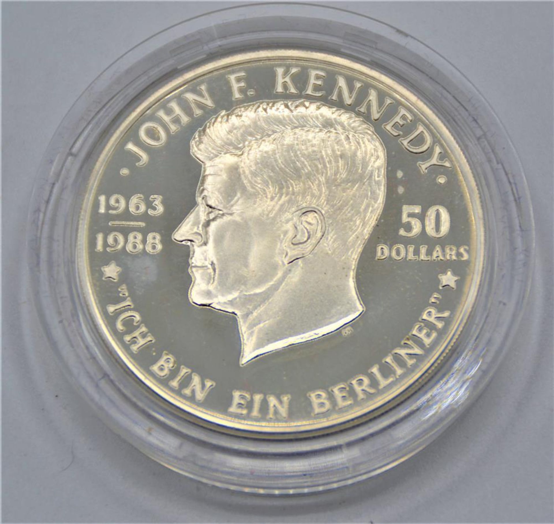 Nive 50 Dollars 1988 John F. Kennedy Silber 925 PP, 38,6mm 28,2g