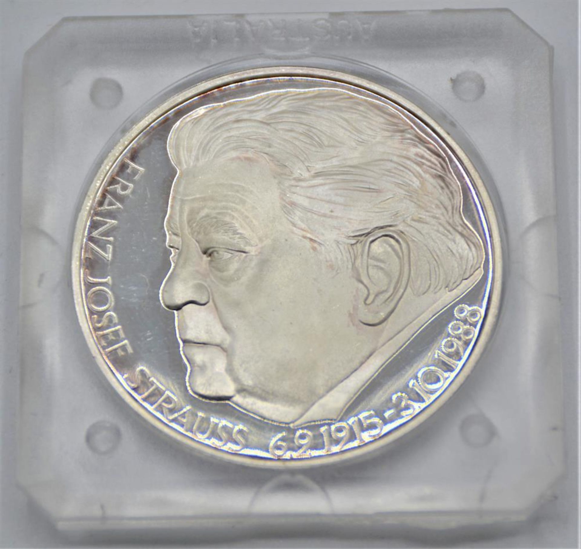 Medaille Franz Josef Strauss 1915 - 1988 Feinsilber 999 PP, Ø 40mm 30g<