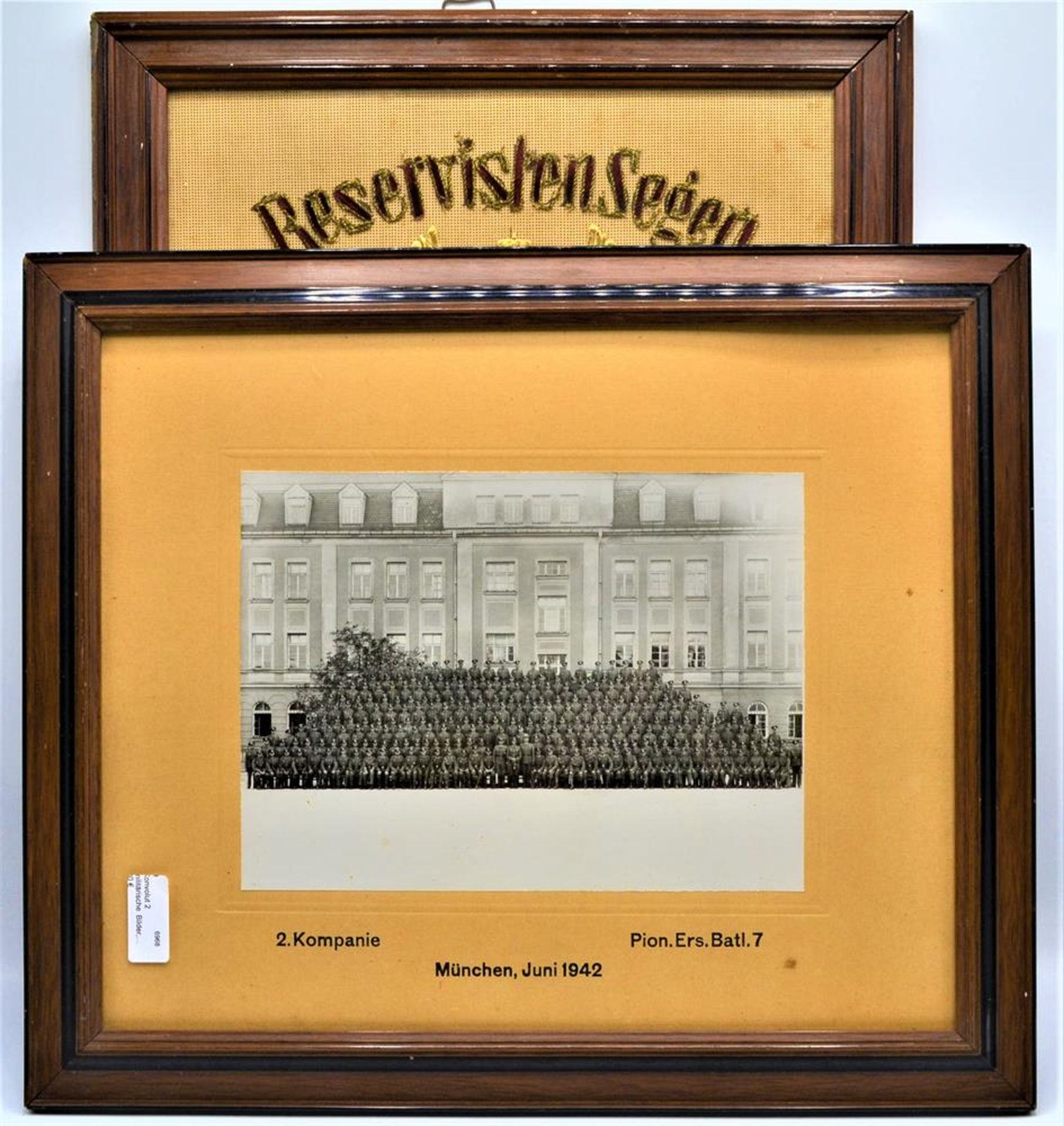 Konvolut 2 militärische Bilder, Reservistensegen 1905 Vitus Limmer und Foto 2. Kompanie Pion. Ers.
