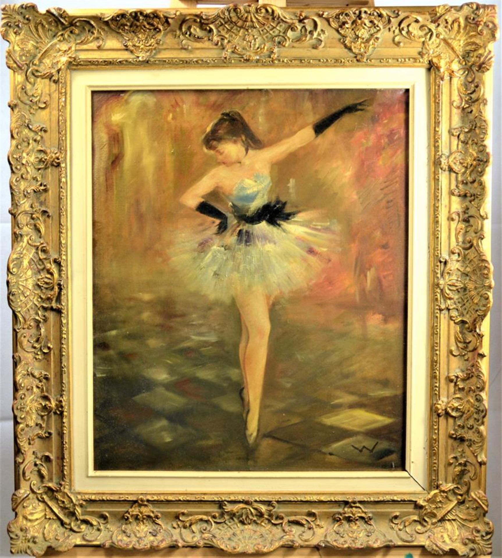 Gemälde " Tänzerin ", Öl auf Leinwand, unten rechts signiert " W ", 84 x 74cm ( mit Rahmen )