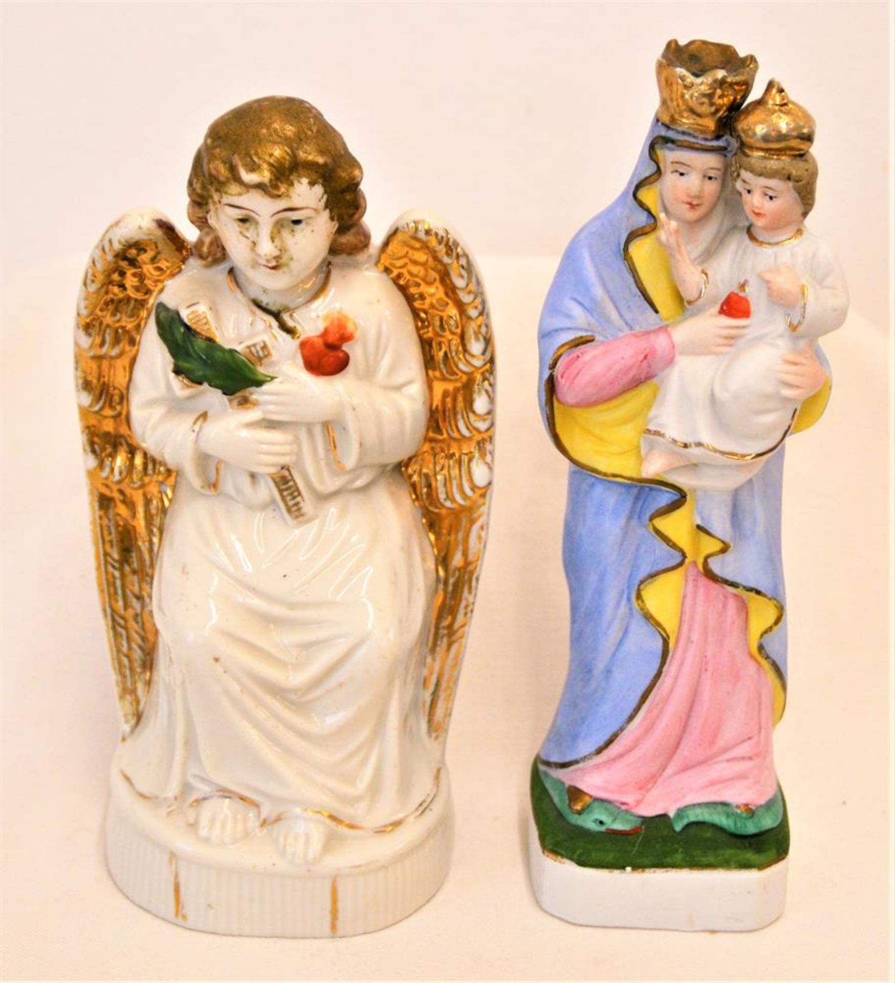 Konvolut 2-teilig Porzellanfiguren Madonna Schutzengel
