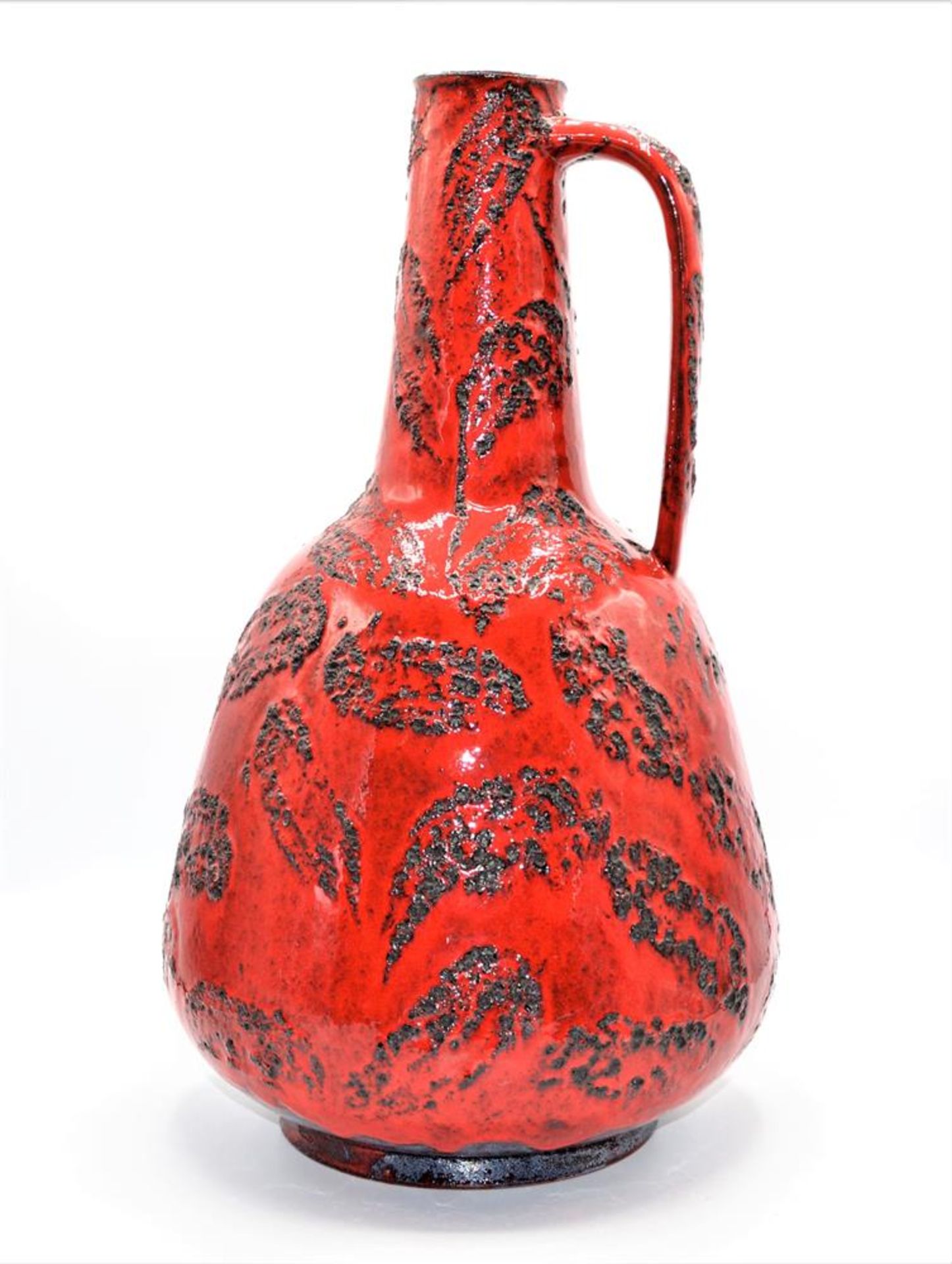 Graf Ortenburg Lava Keramik Bodenvase Henkelvase Nr. 605/4, 60er/70er Jahre, ca. 48cm, leichte