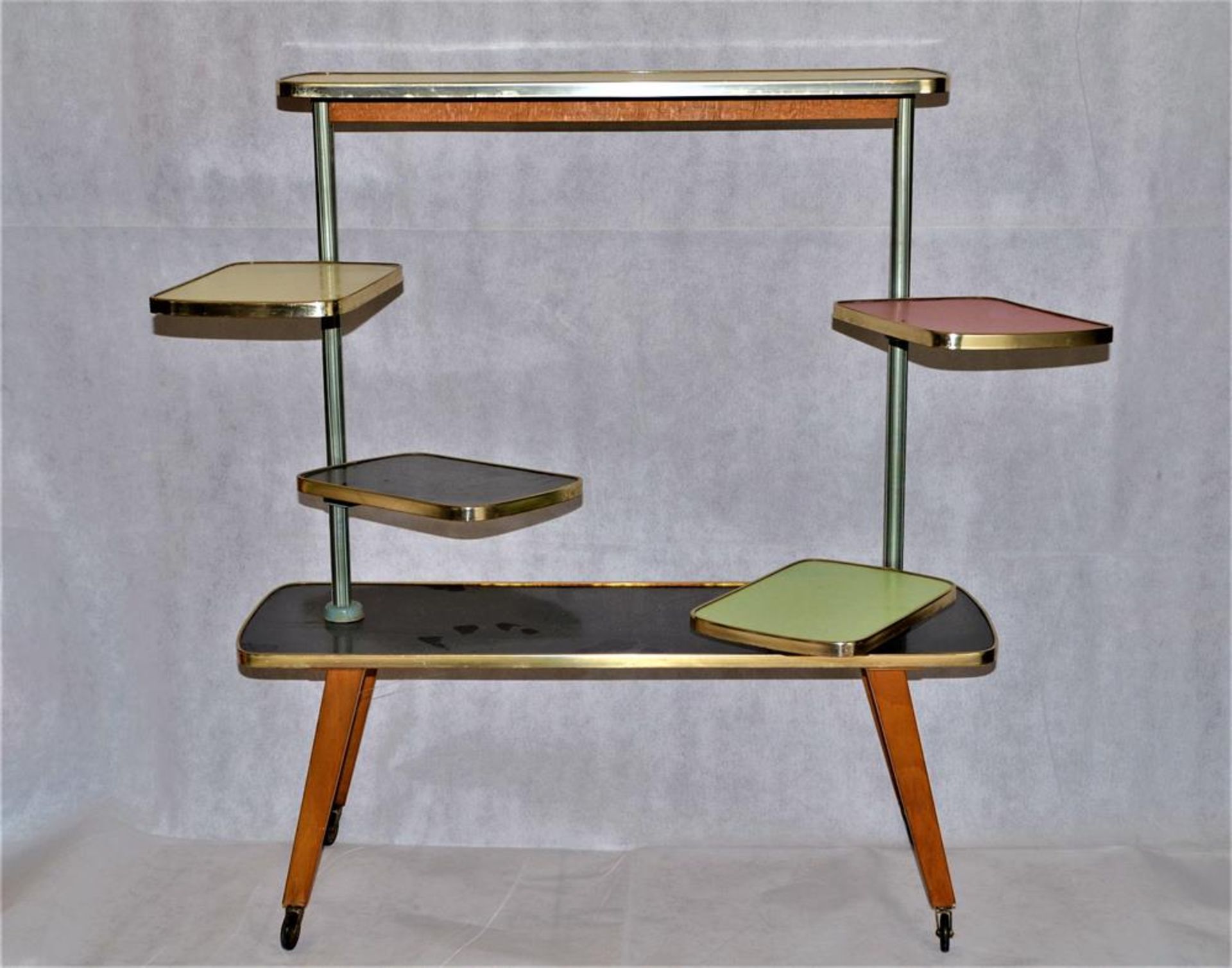 Blumen Etagere Blumenbank 50er 60er Jahre, auf Rollen, 78x28x87cm (LxBxH)