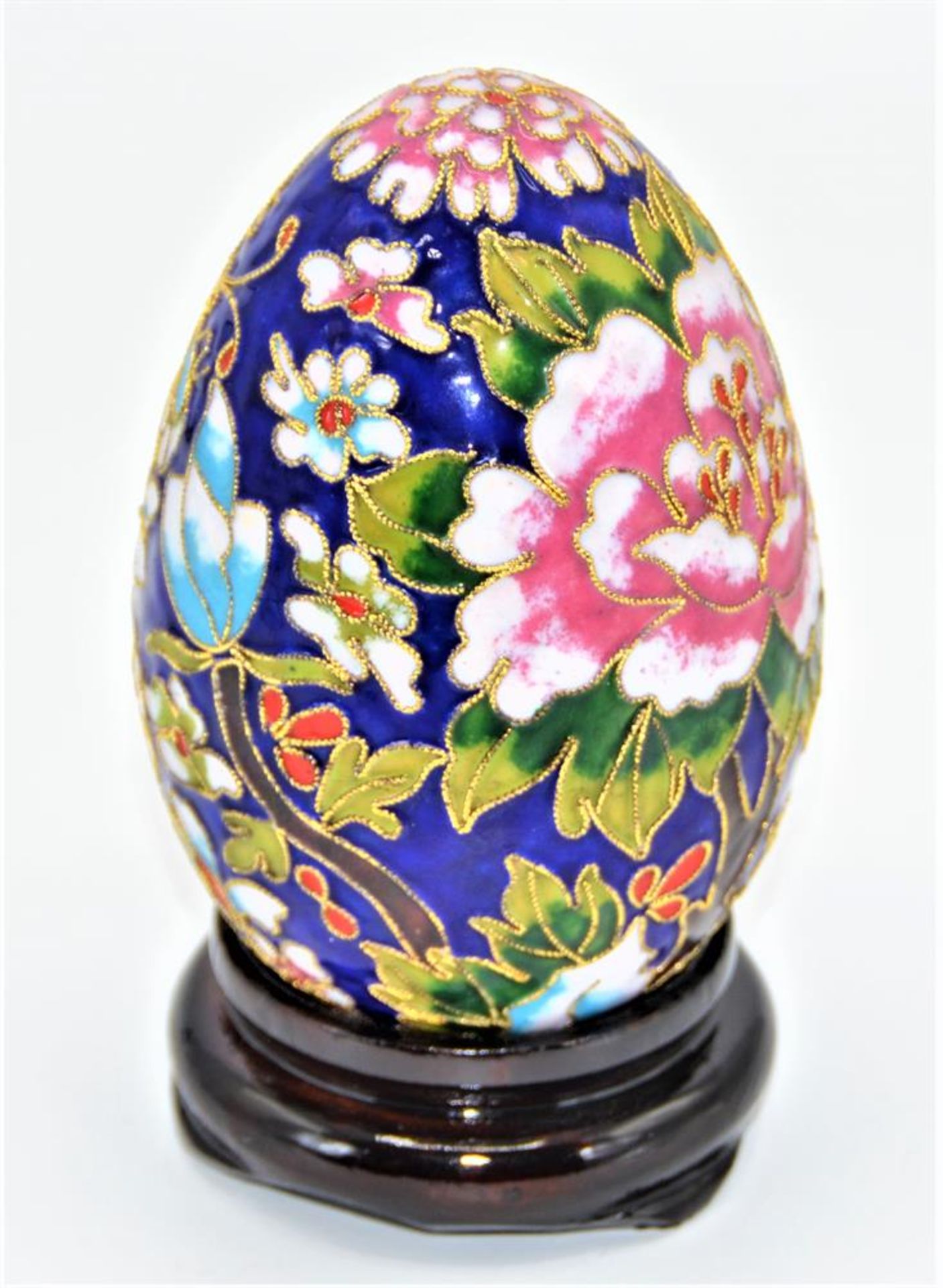 Cloisonne Ei auf kleinen Holzständer ca. 12cm