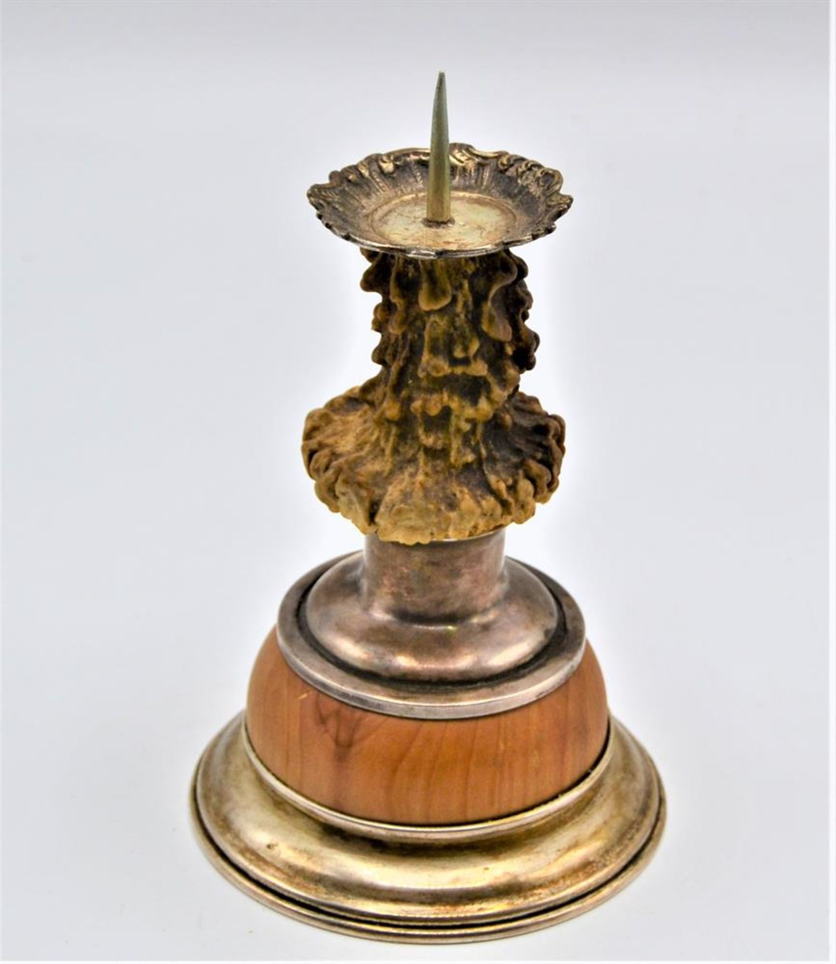 Kerzenständer Silber Rehgeweih Holz, eine Marriage aus mehreren Objekten ca. 13,5cm