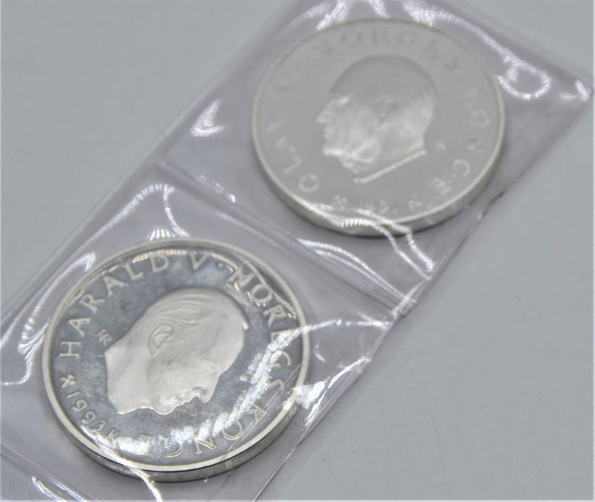 Konvolut 2 Silbermünzen 100 Kroner 1991 u. 100 Kroner 1993, Olympia Lillehammer 1994, 925 Silber